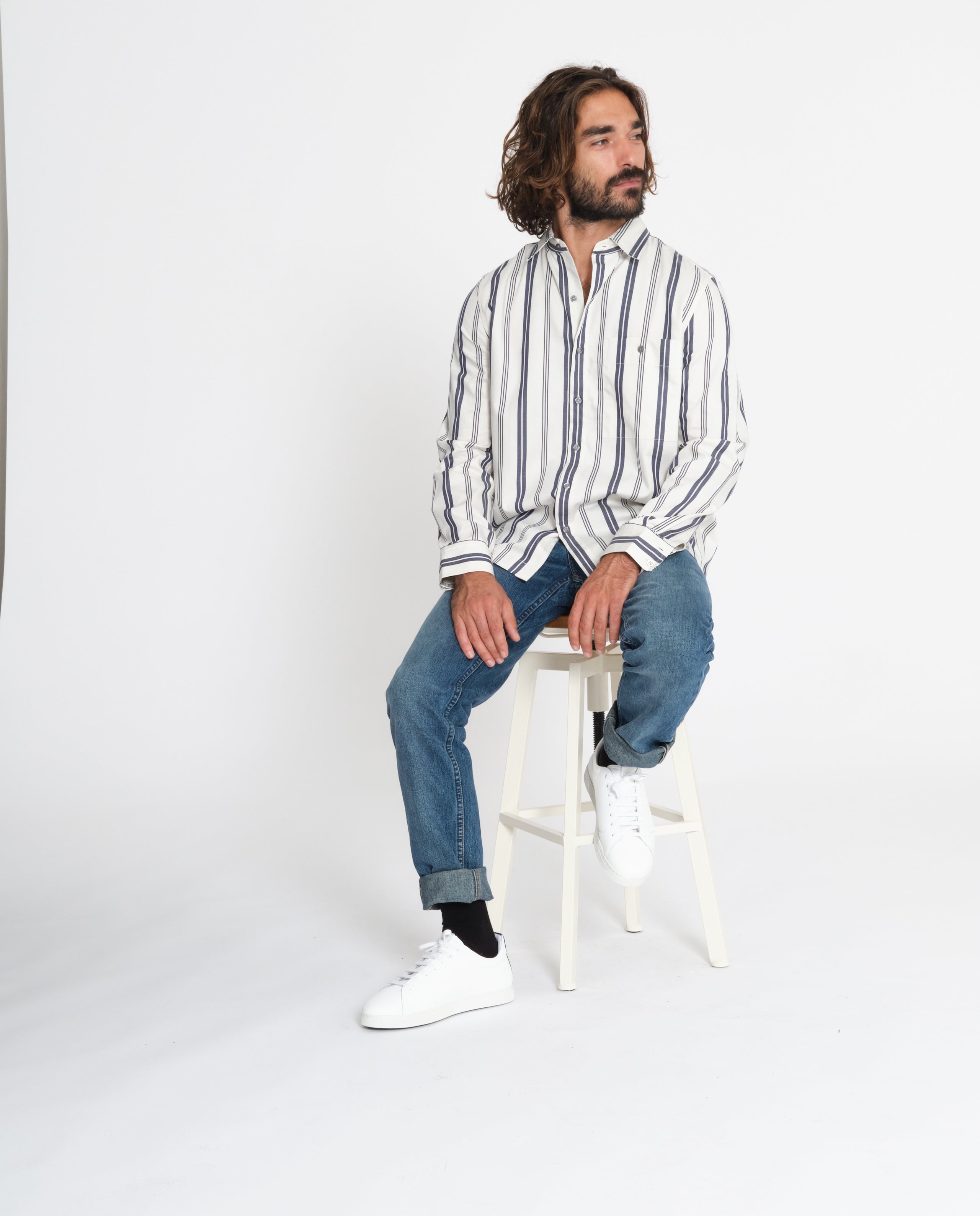 marché commun noyoco chemise coton biologique rayures bleu blanc