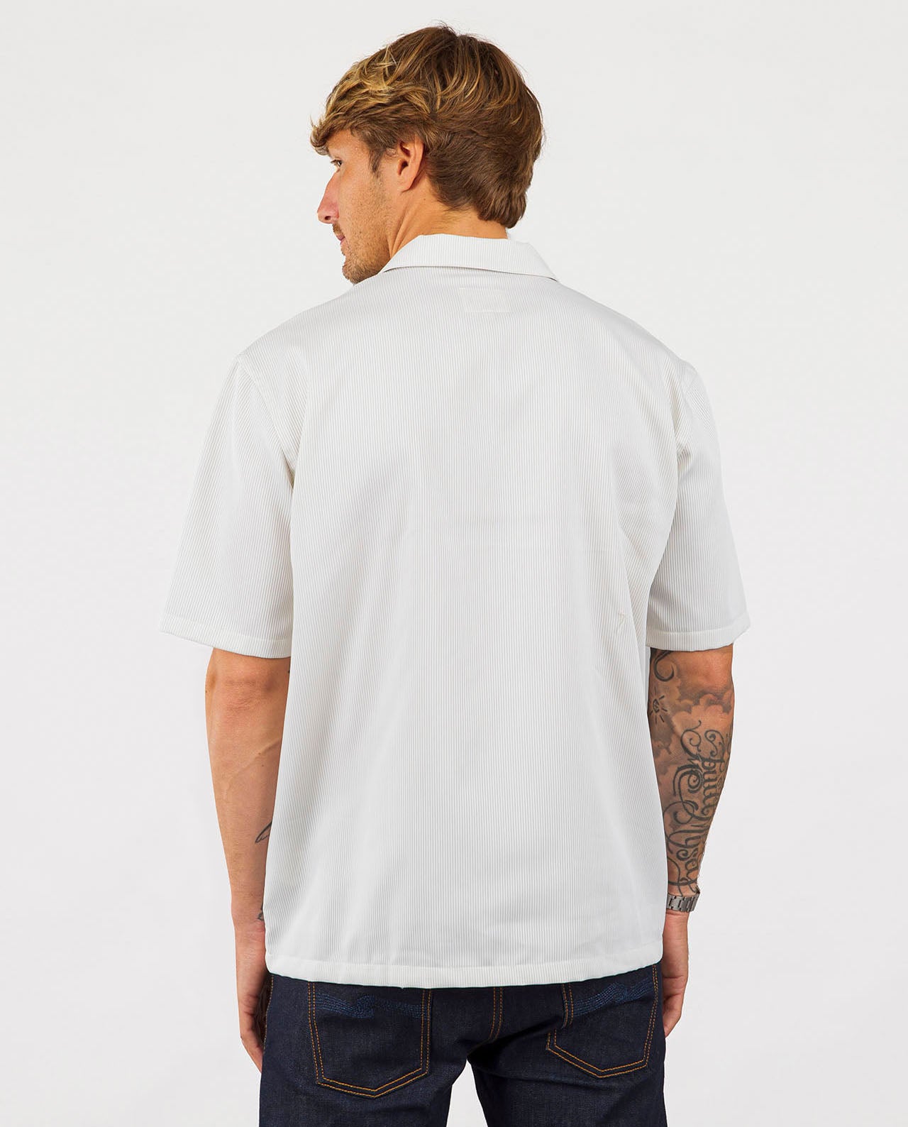 Chemise manches courtes en coton upcyclé côtelé