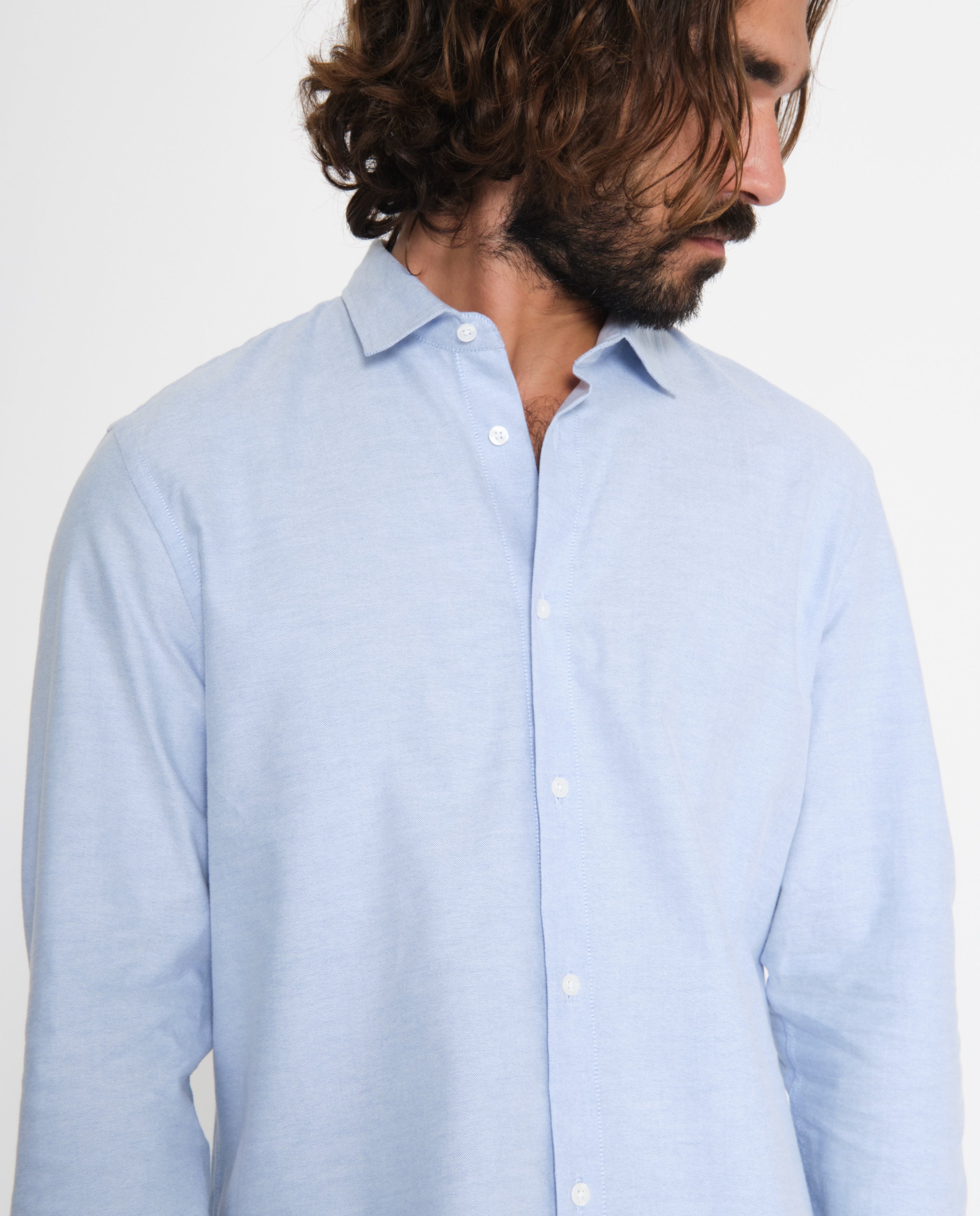 marché commun noyoco chemise ontario sky blue oxford coton biologique