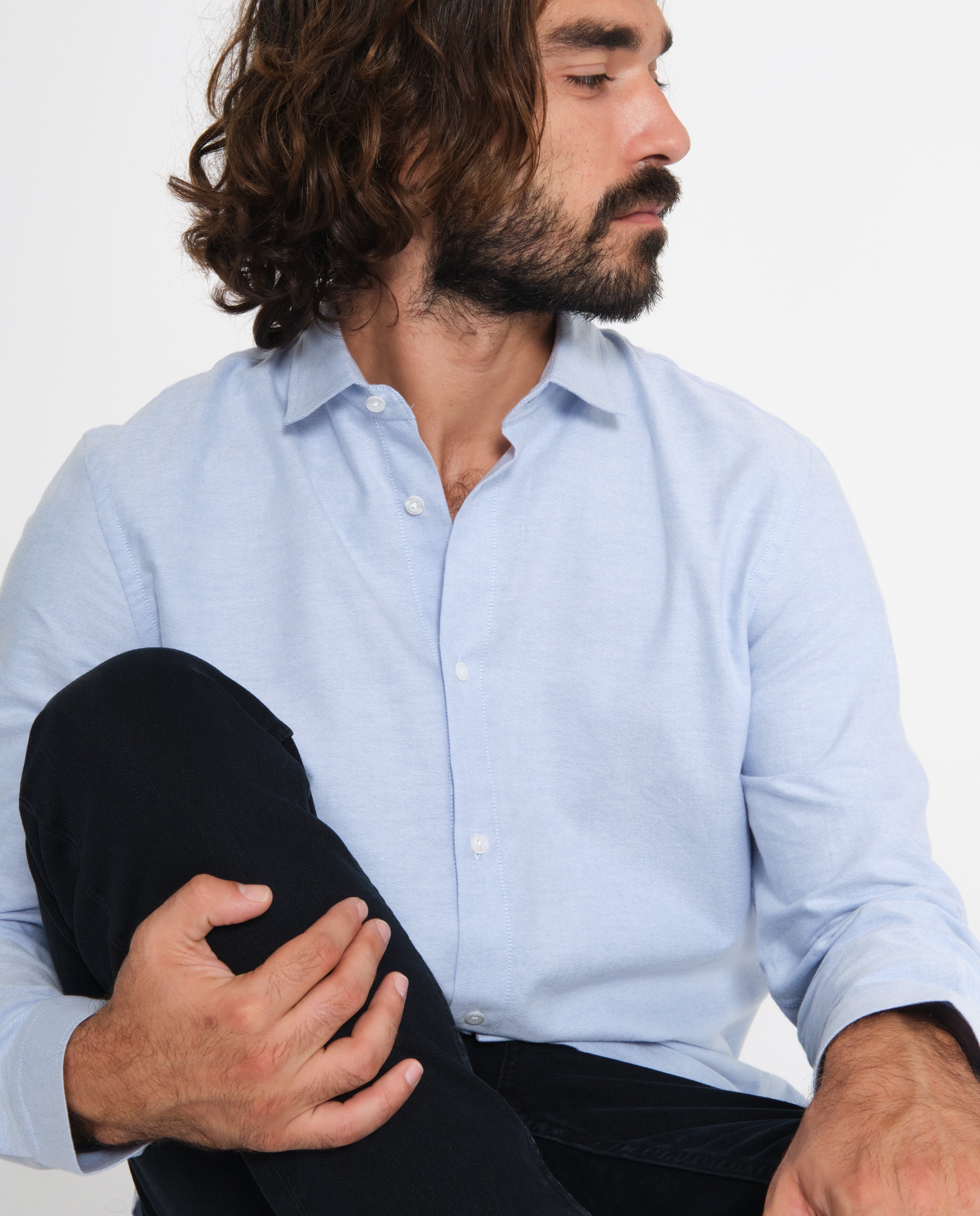 marché commun noyoco chemise ontario sky blue oxford coton biologique