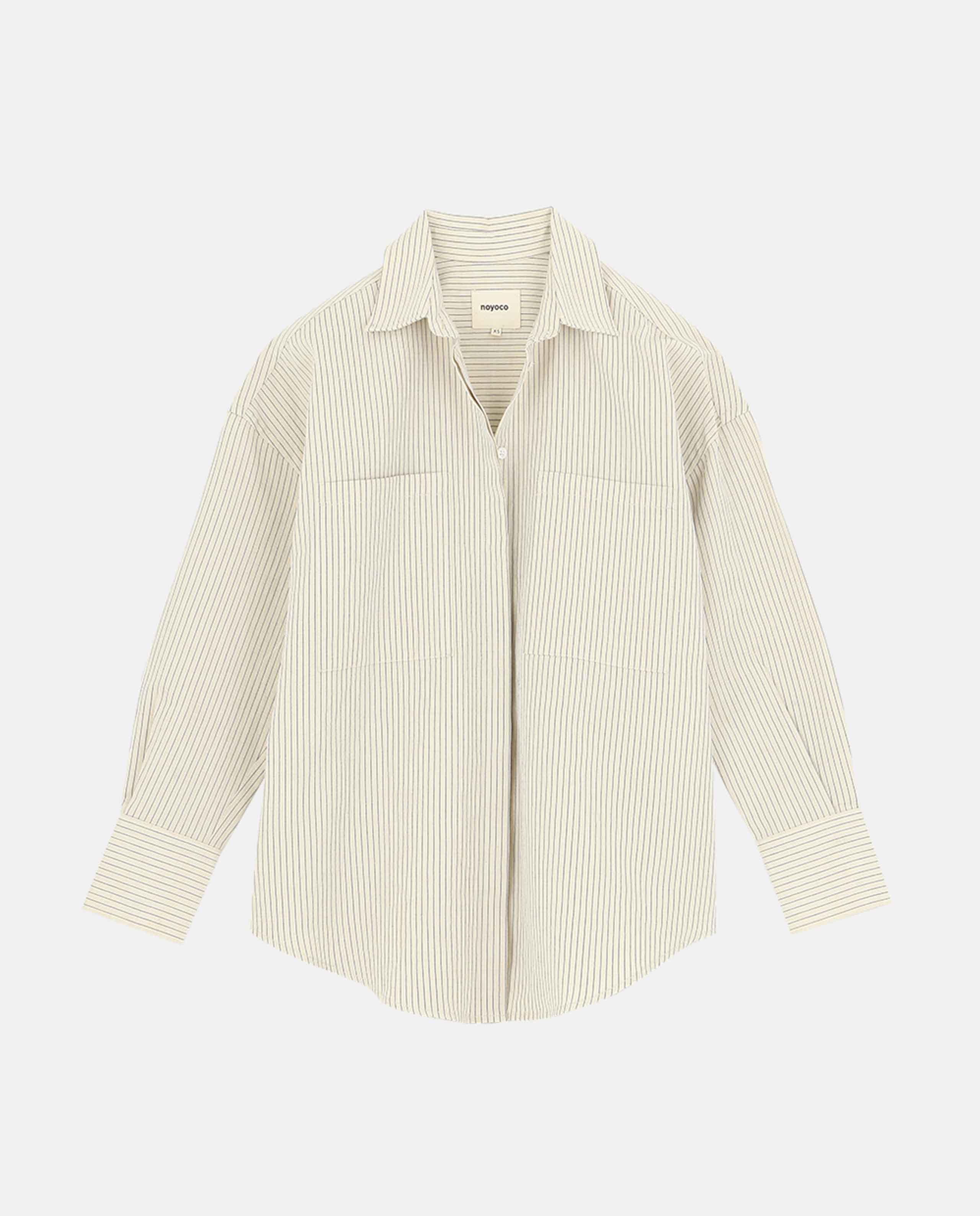 marché commun noyoco femme chemise bastia coton biologique et lin écru rayée