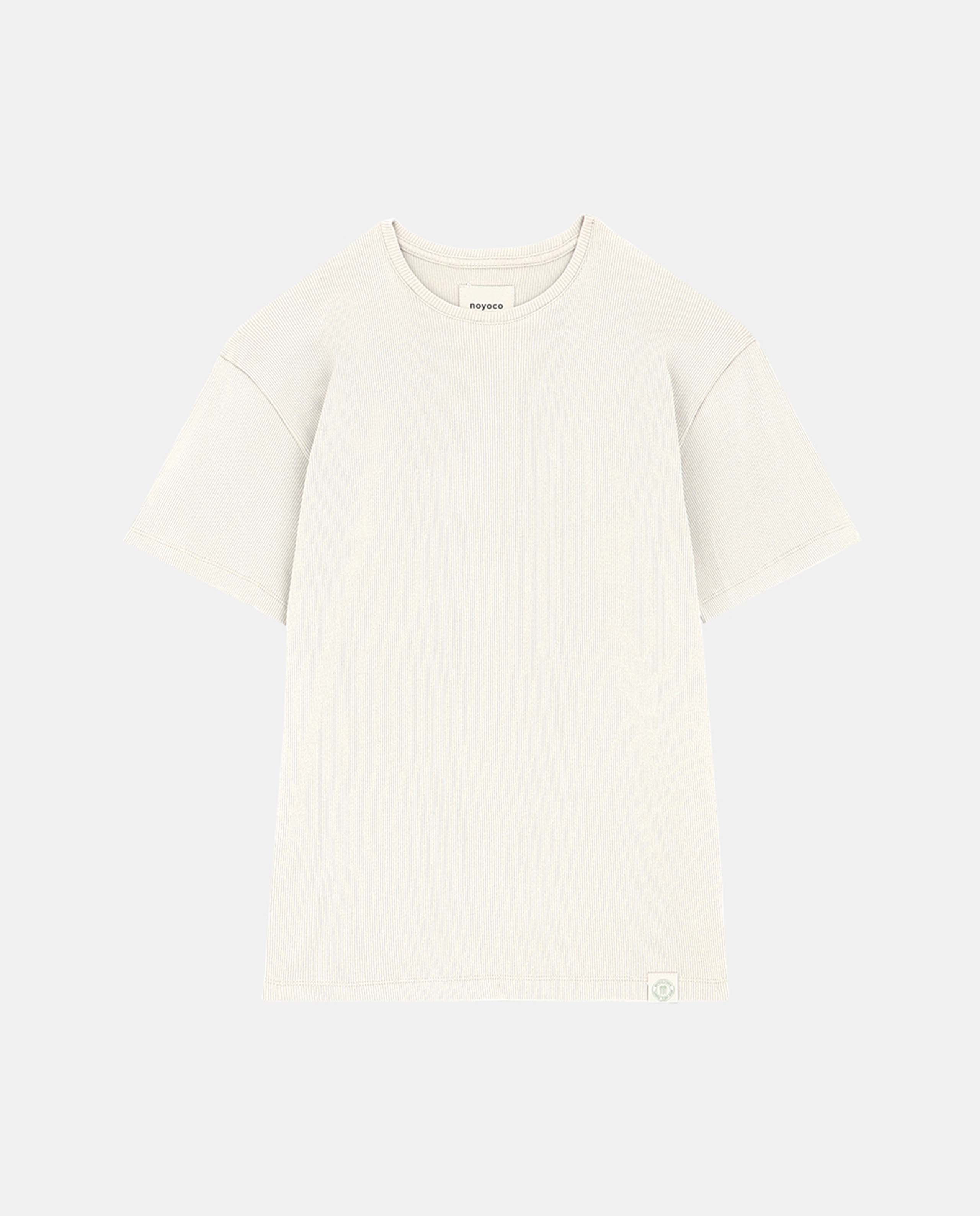 marché commun noyoco femme t-shirt manches courtes gobi coton biologique côtelé écru