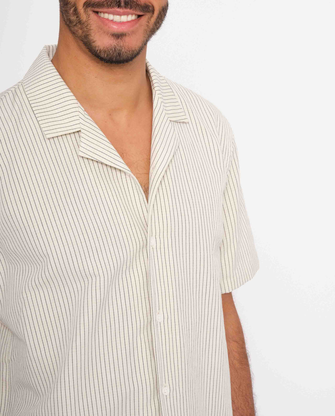 Chemisette rayée en coton bio et lin