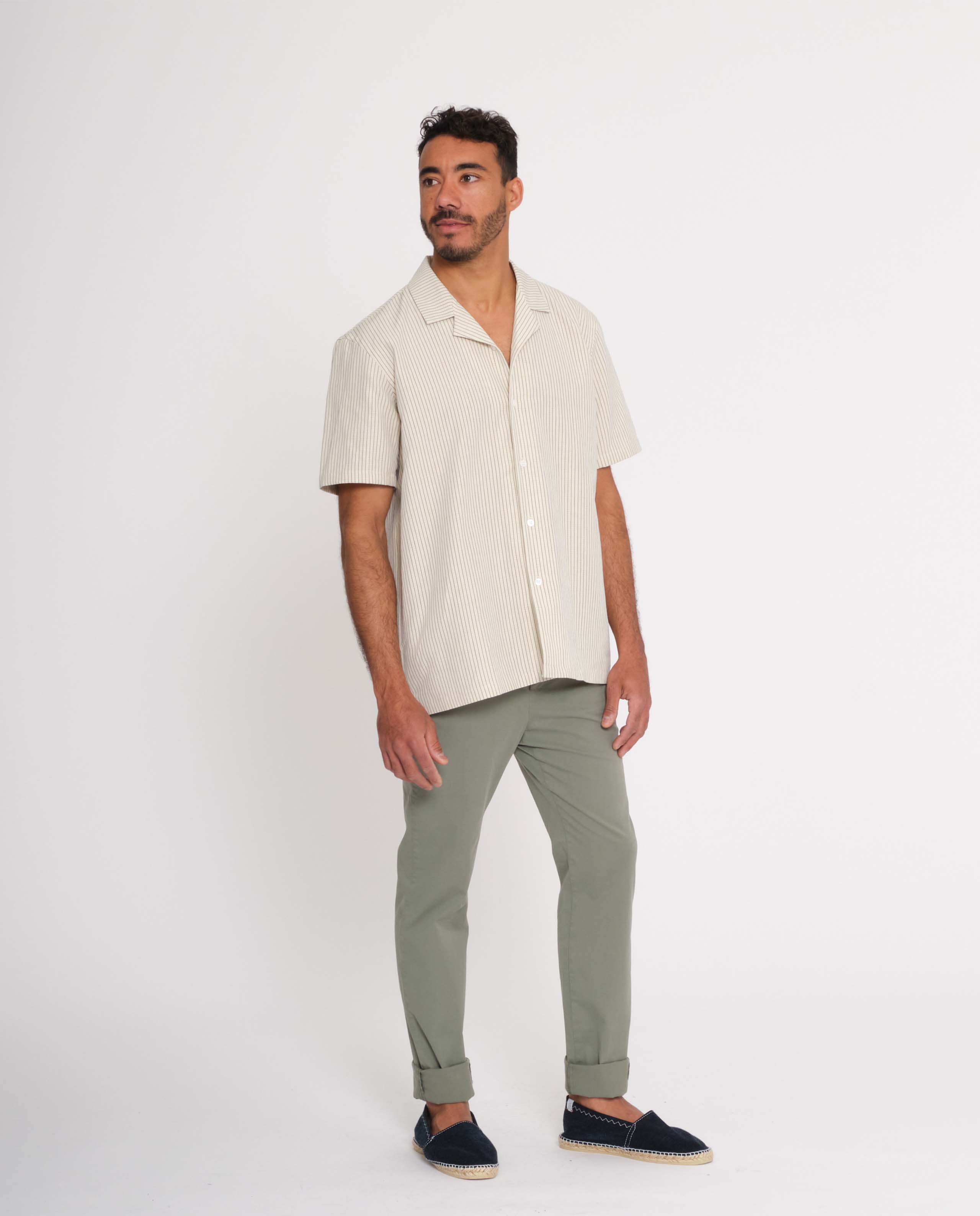 Chemisette rayée en coton bio et lin