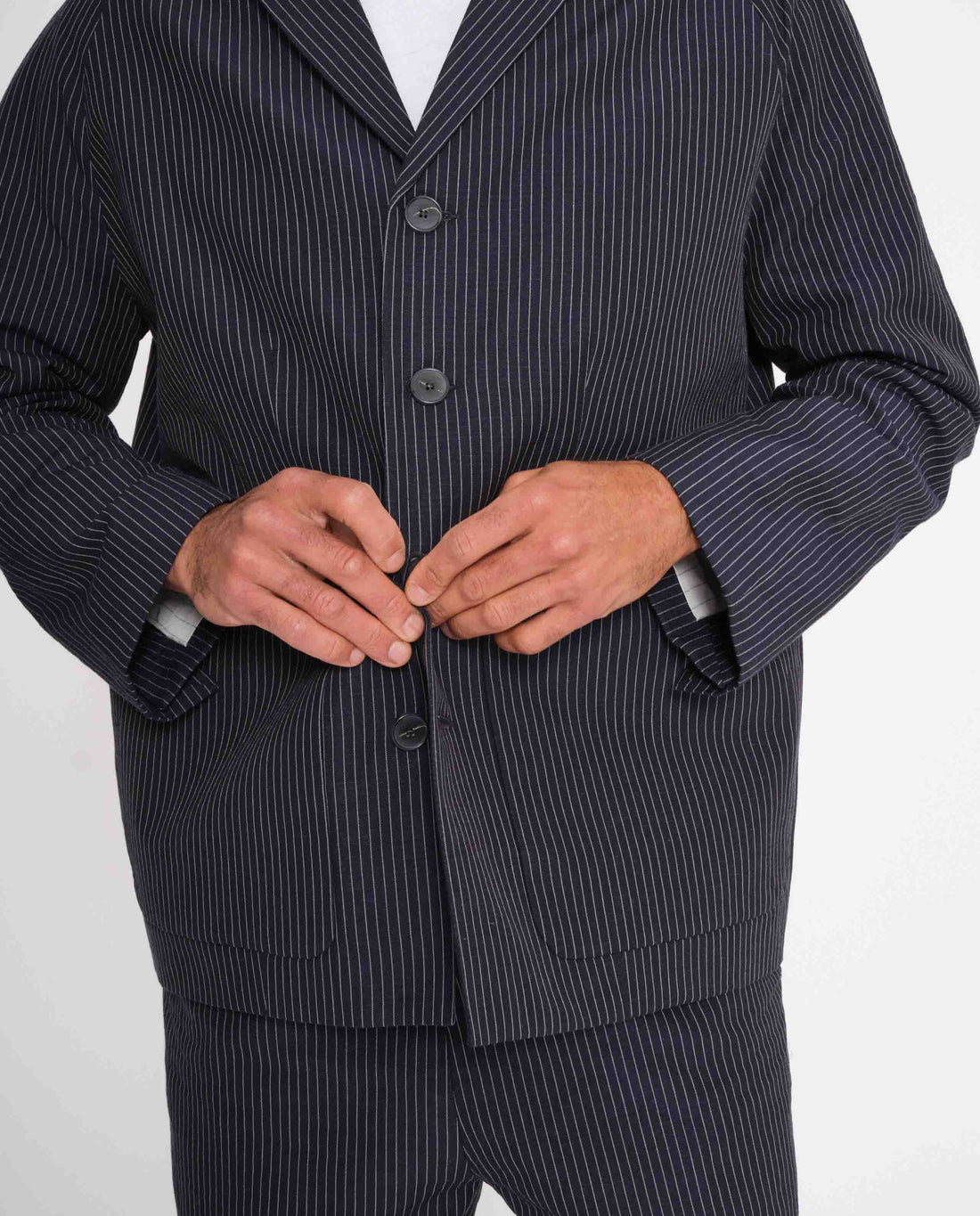 Blazer rayé en coton bio et lin