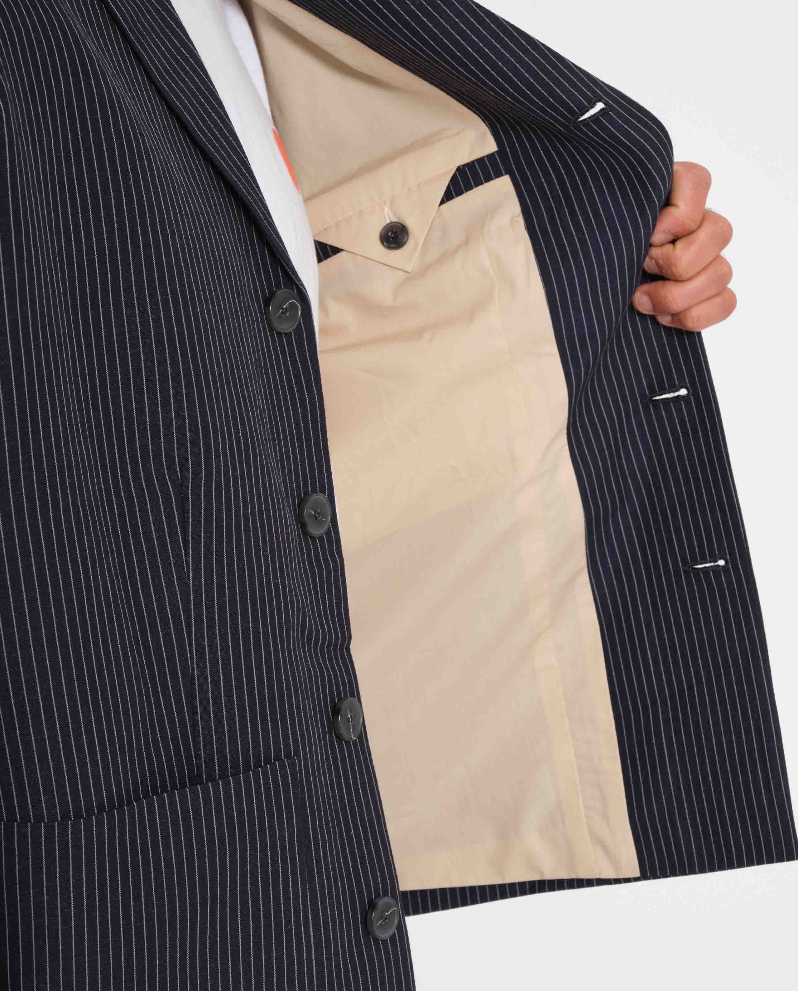 Blazer rayé en coton bio et lin