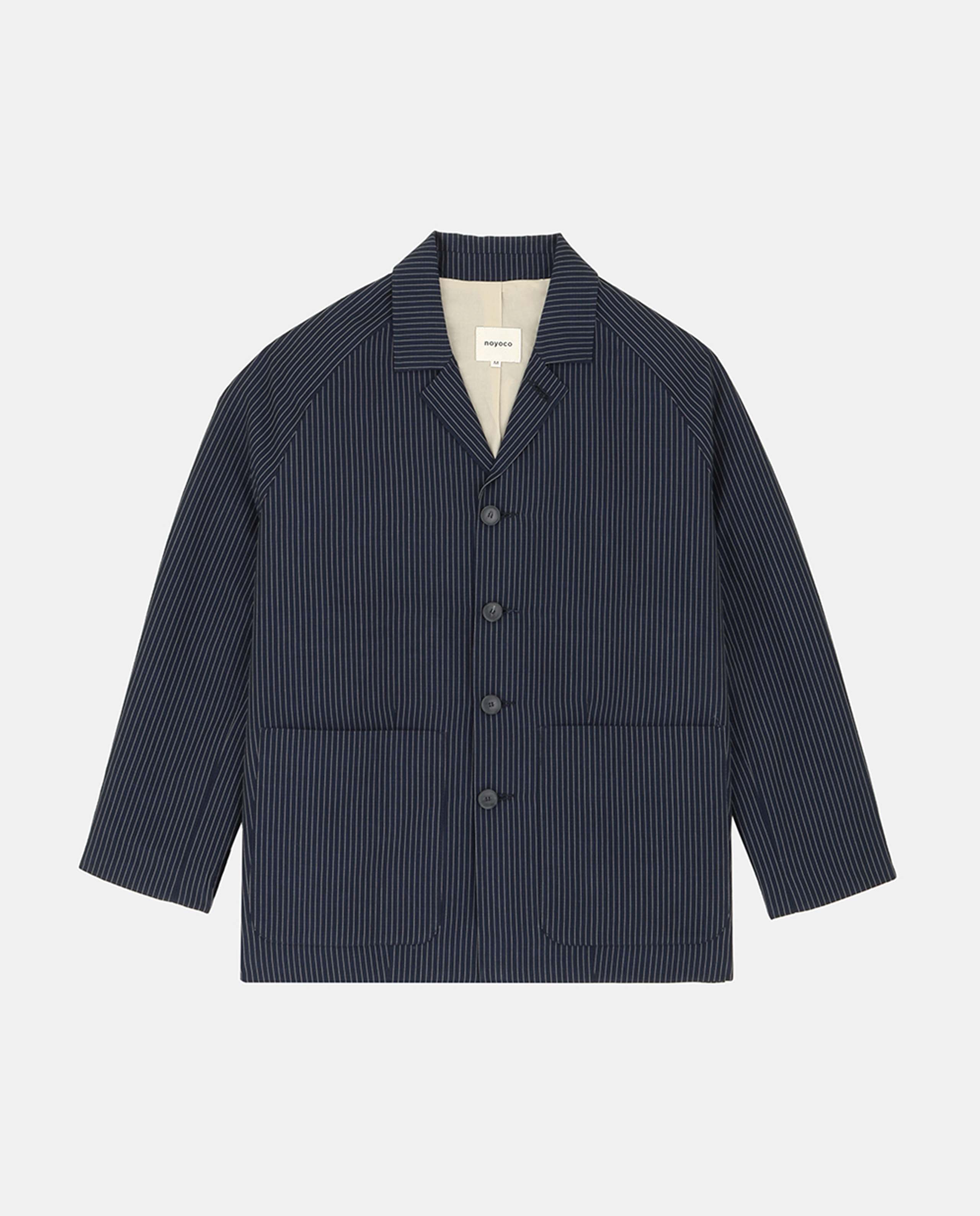 Blazer rayé en coton bio et lin