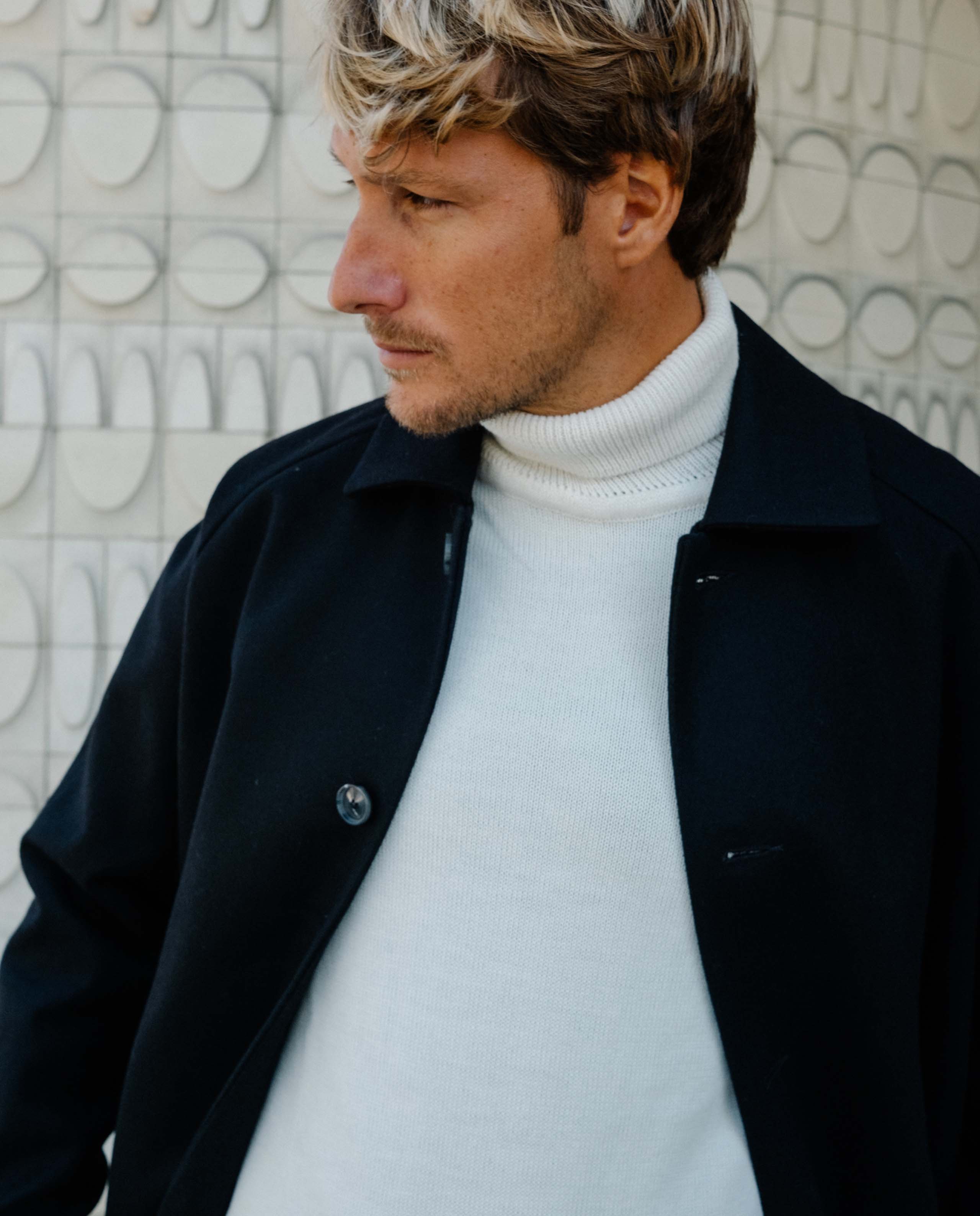marché commun noyoco manteau mac laine recyclée cachemire noir