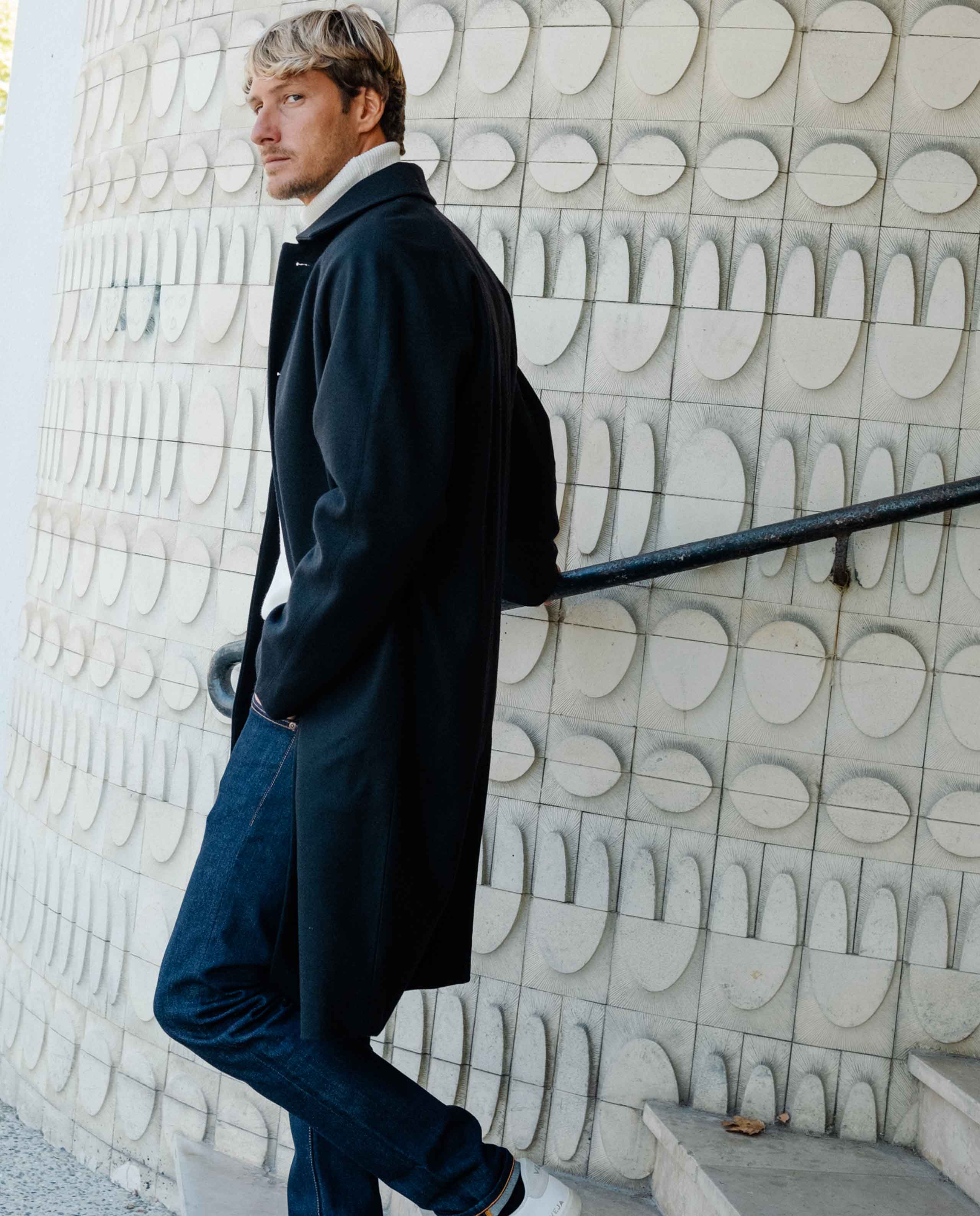marché commun noyoco manteau mac laine recyclée cachemire noir