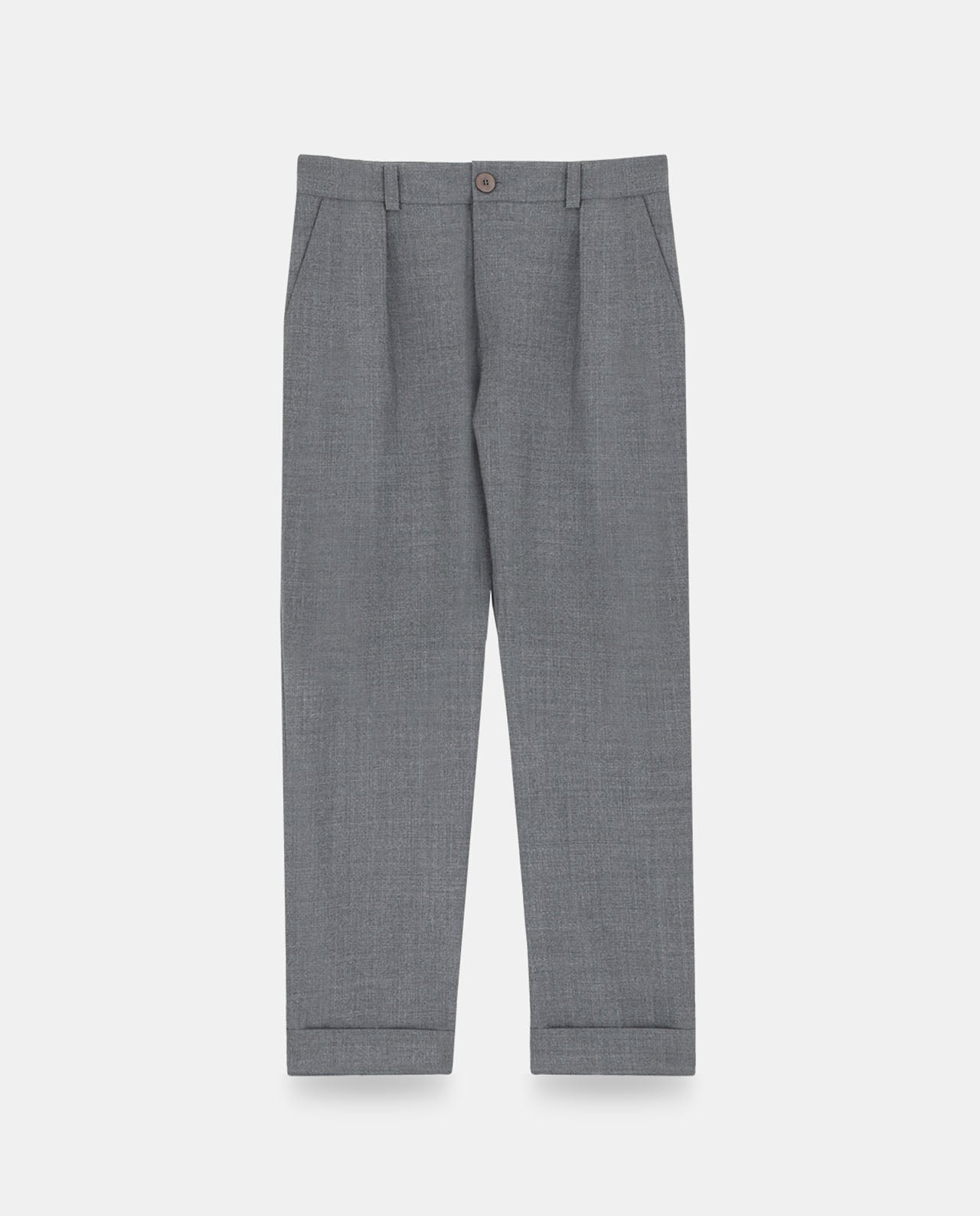 marche commun noyoco pantalon laine vierge revers gris