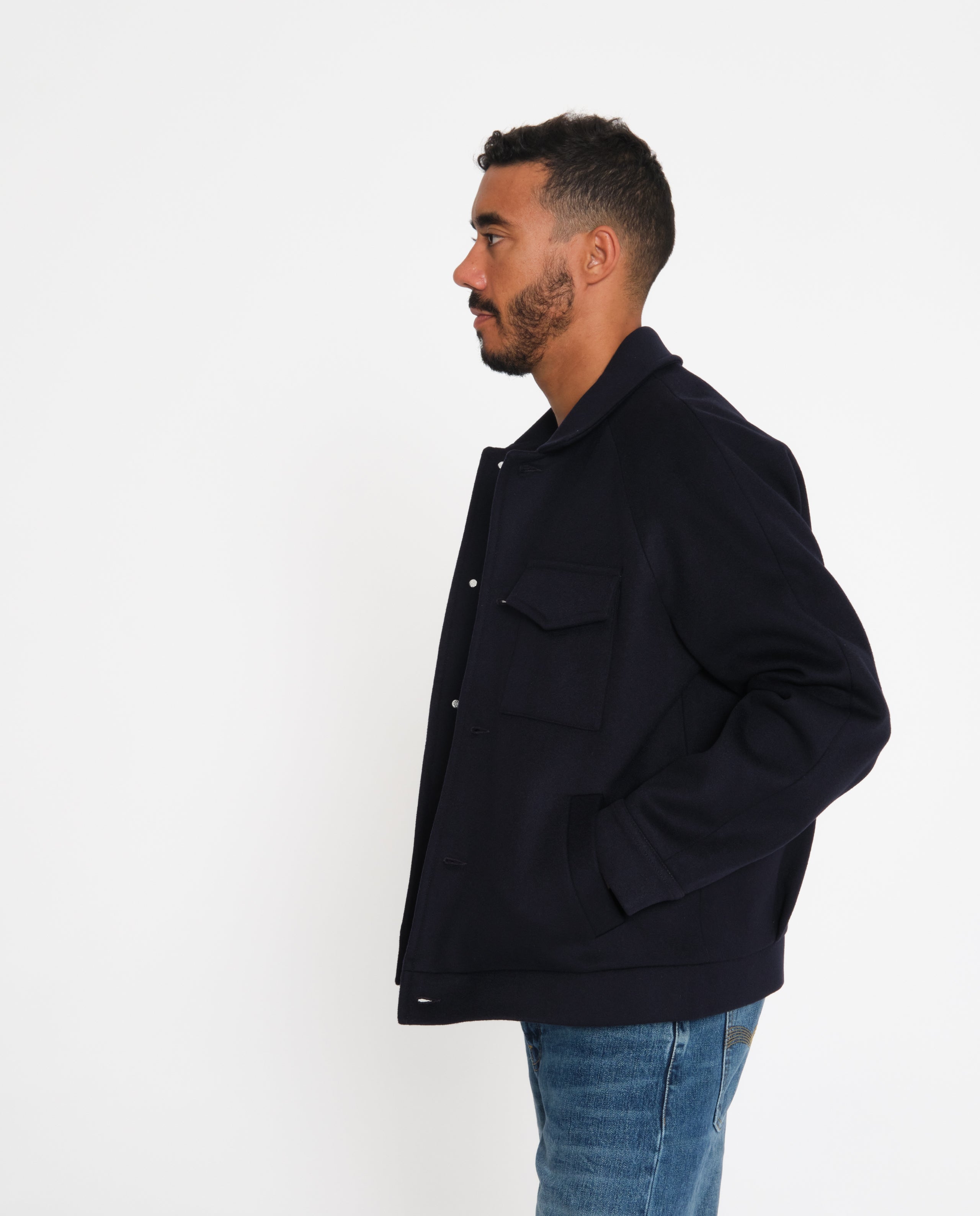 marché commun noyoco veste palma bleu marine laine upcyclée