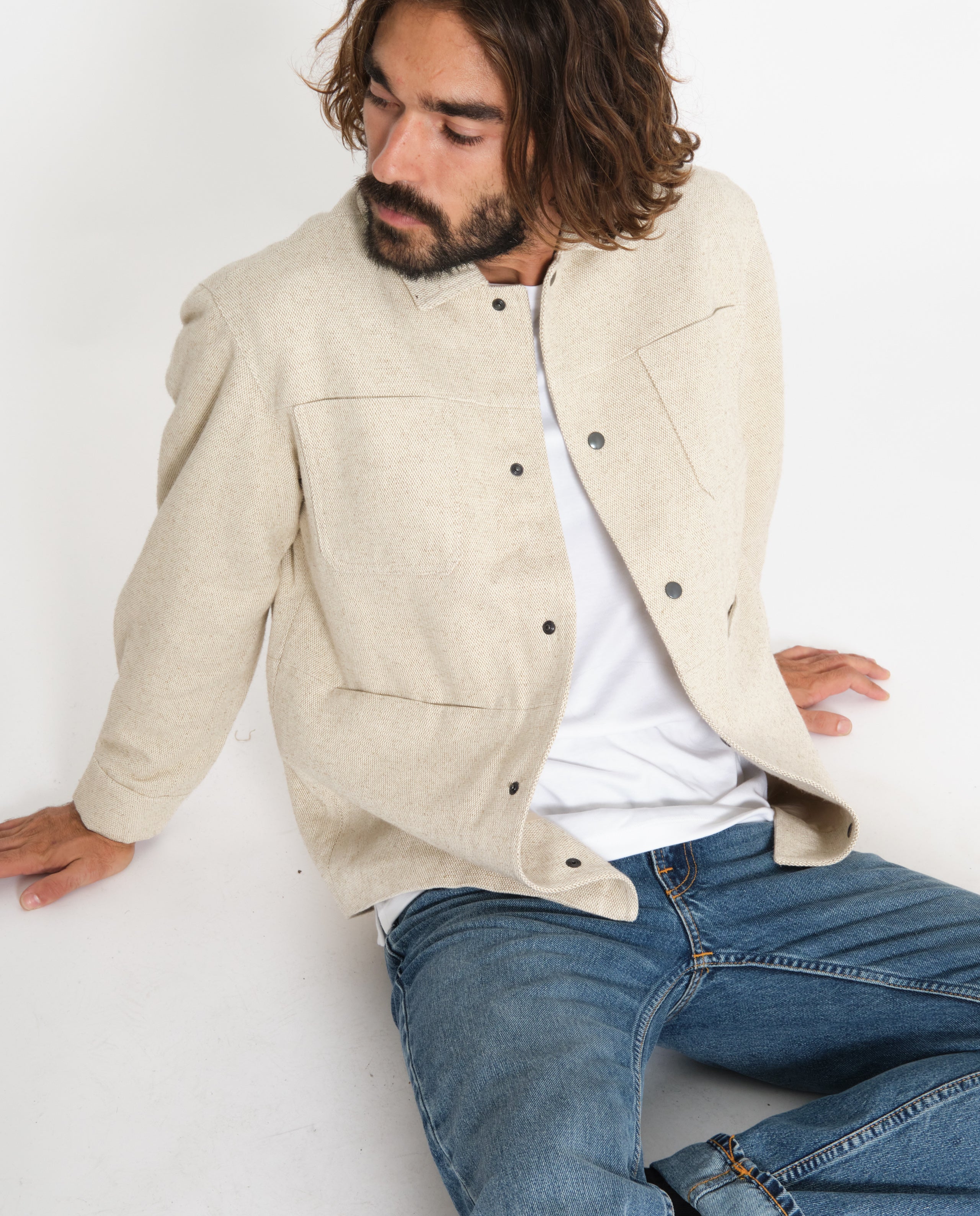 marché commun noyoco veste vancouver twill lin coton écru