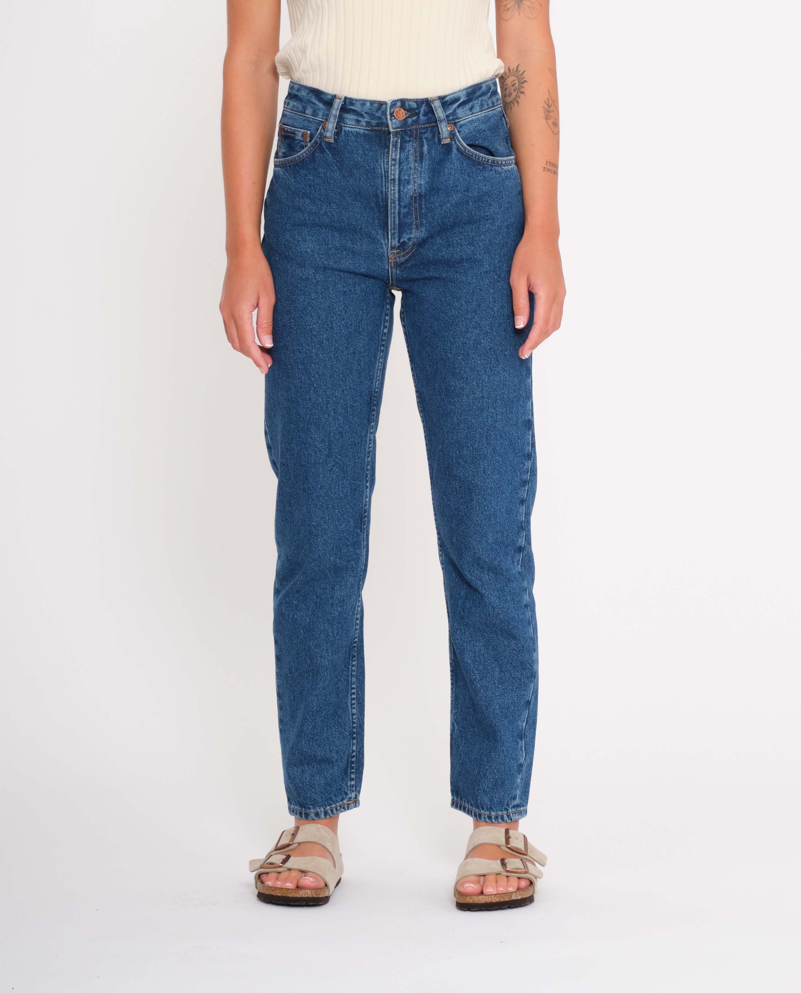 marché commun nudie jeans femme jean coton biologique breezy britt 90s stone bleu coton biologique
