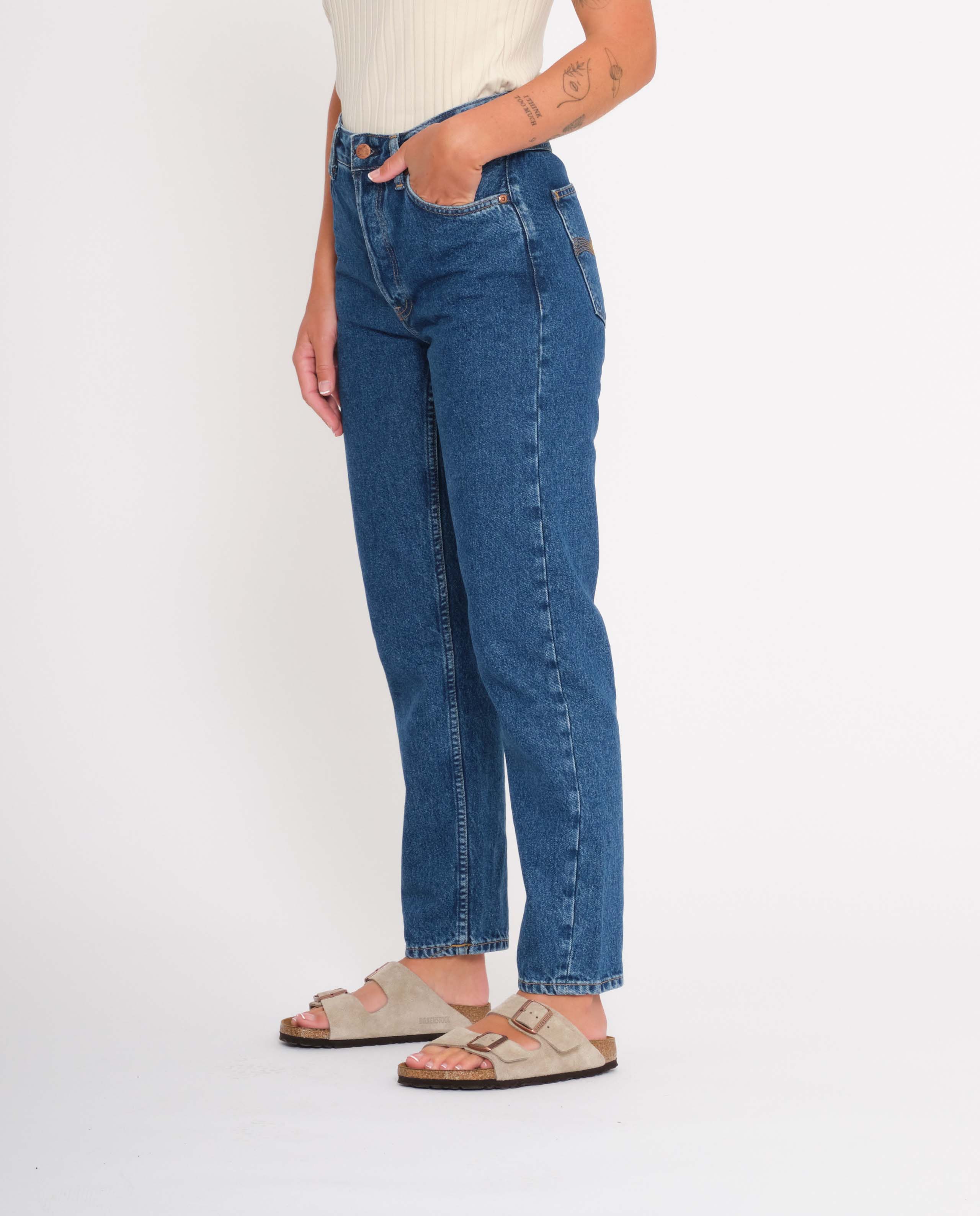 marché commun nudie jeans femme jean coton biologique breezy britt 90s stone bleu coton biologique