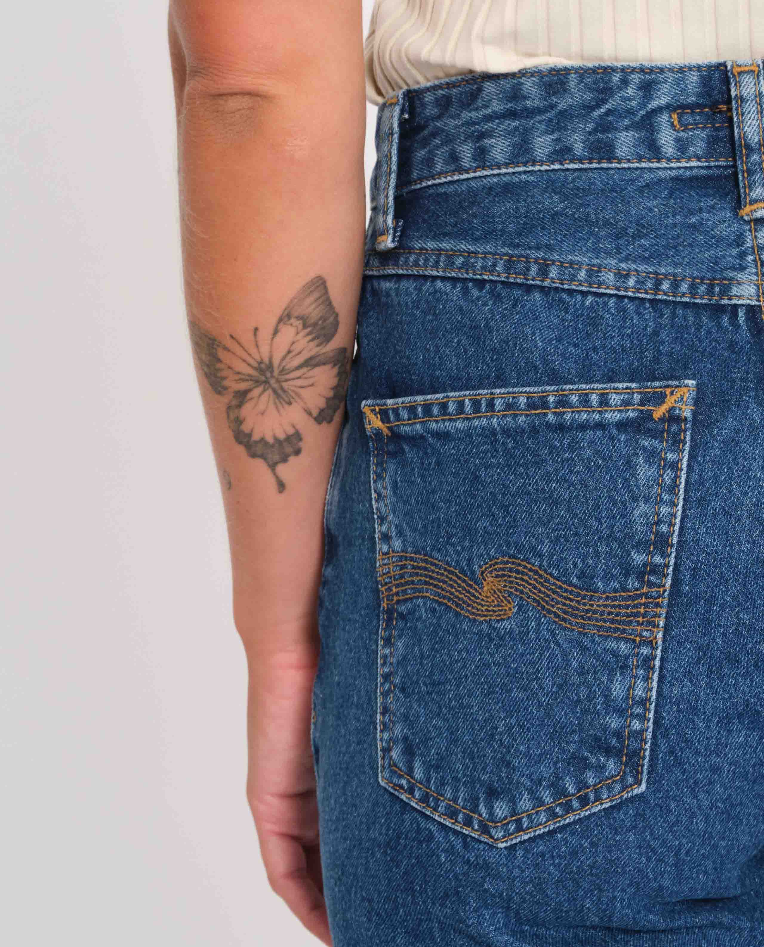 marché commun nudie jeans femme jean coton biologique breezy britt 90s stone bleu coton biologique