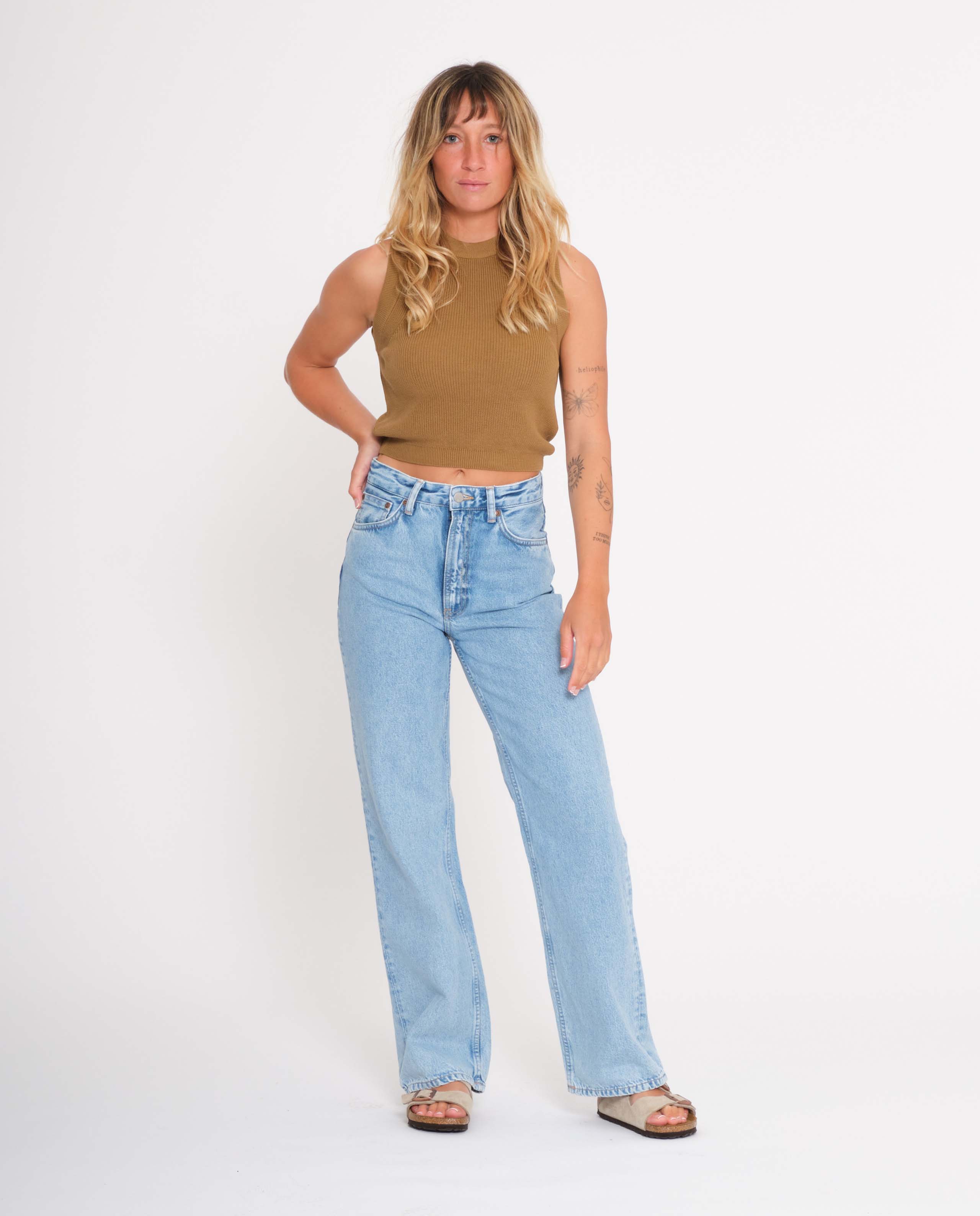 marché commun nudie jeans femme jean ample coton biologique recyclé clean eileen sunny blue bleu clair