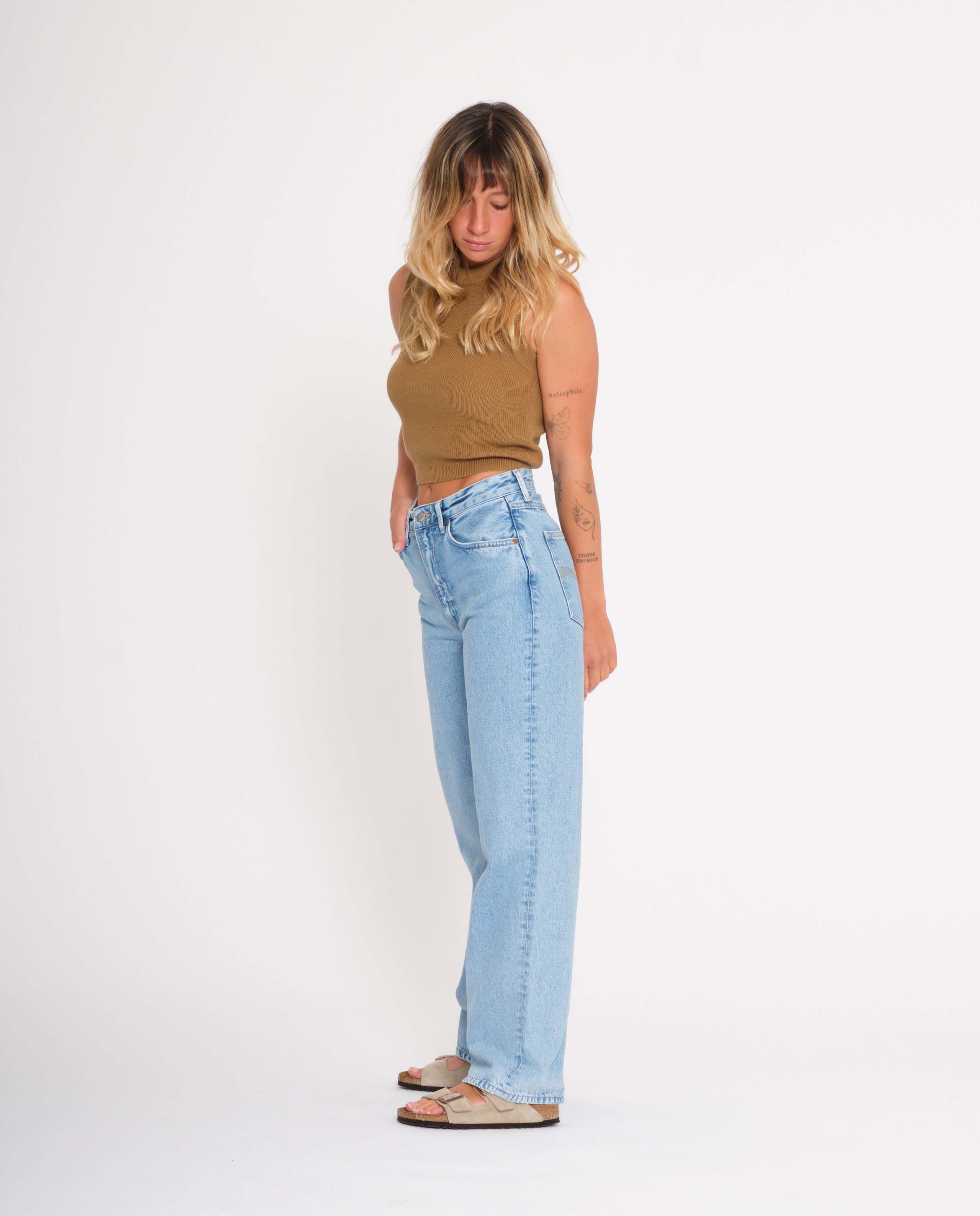 marché commun nudie jeans femme jean ample coton biologique recyclé clean eileen sunny blue bleu clair