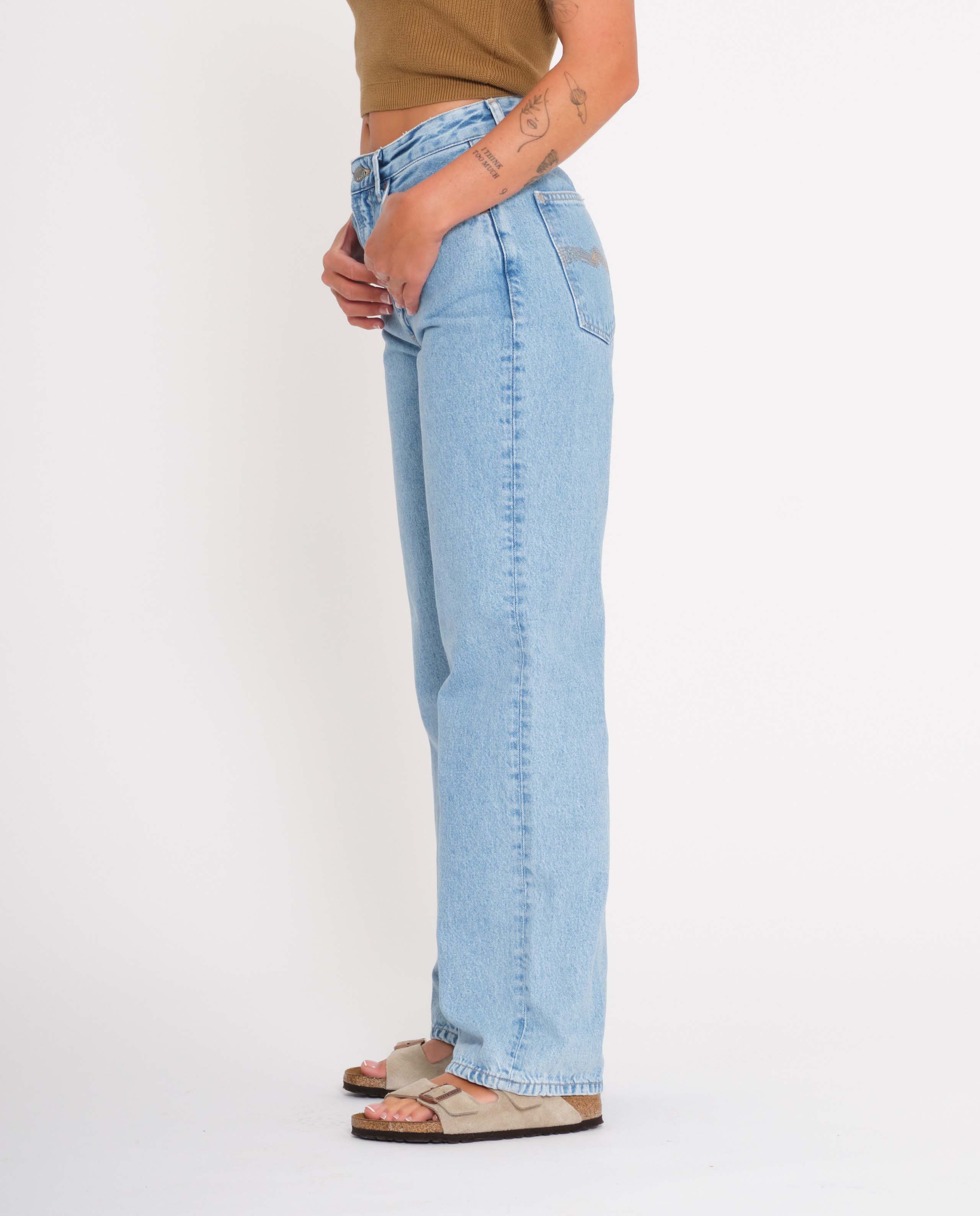 marché commun nudie jeans femme jean ample coton biologique recyclé clean eileen sunny blue bleu clair