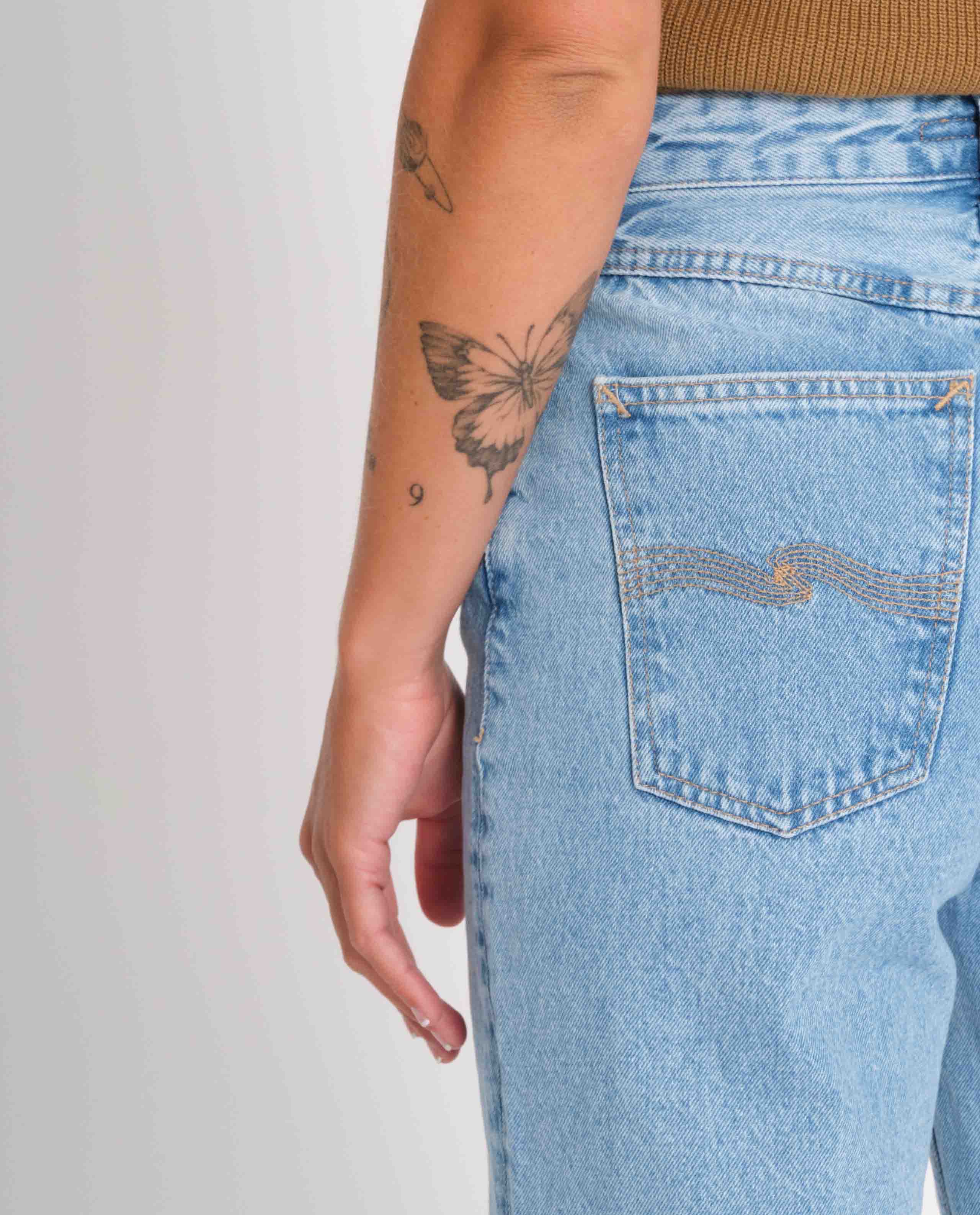 marché commun nudie jeans femme jean ample coton biologique recyclé clean eileen sunny blue bleu clair