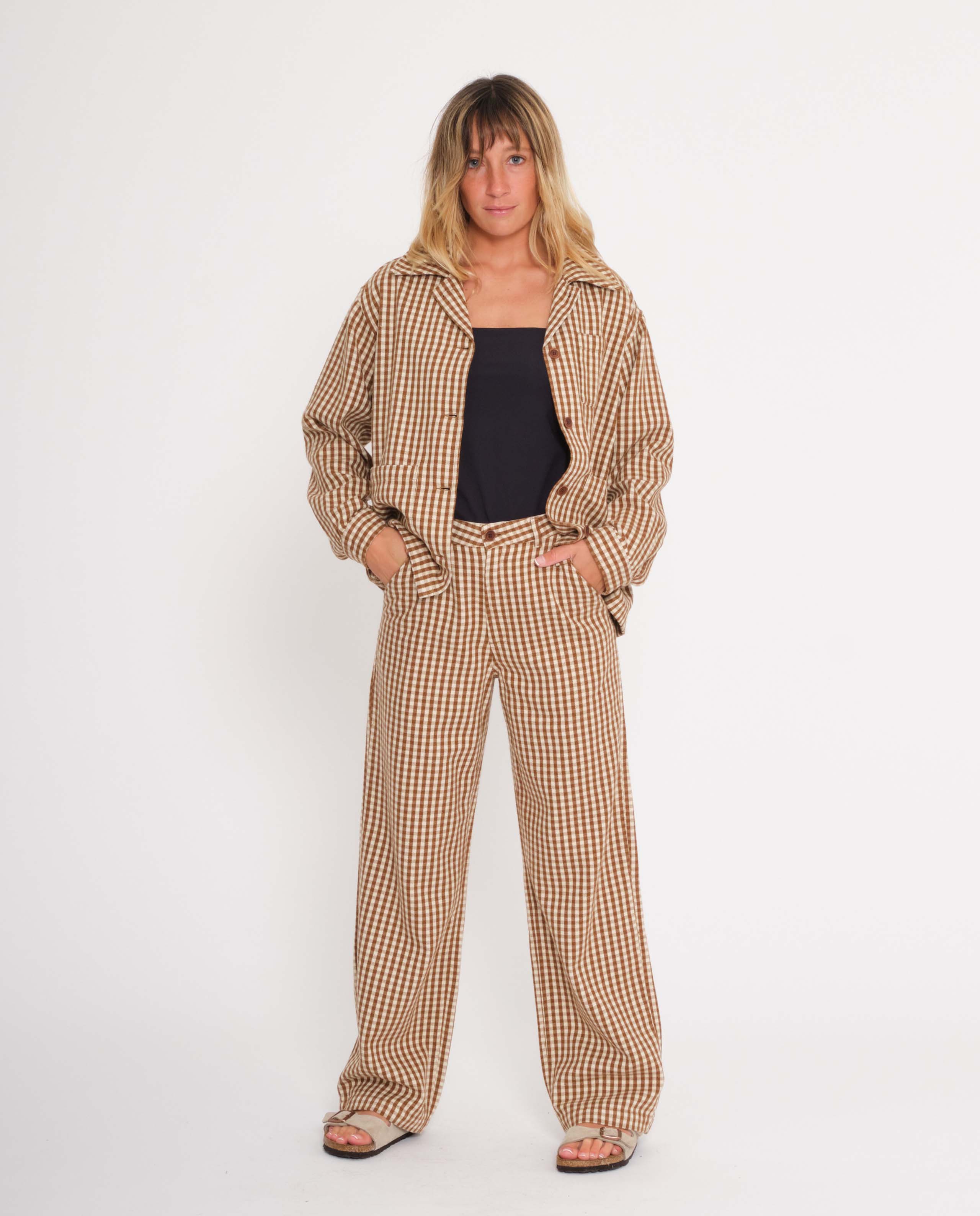 marché commun nudie jeans pantalon femme vichy coton bio