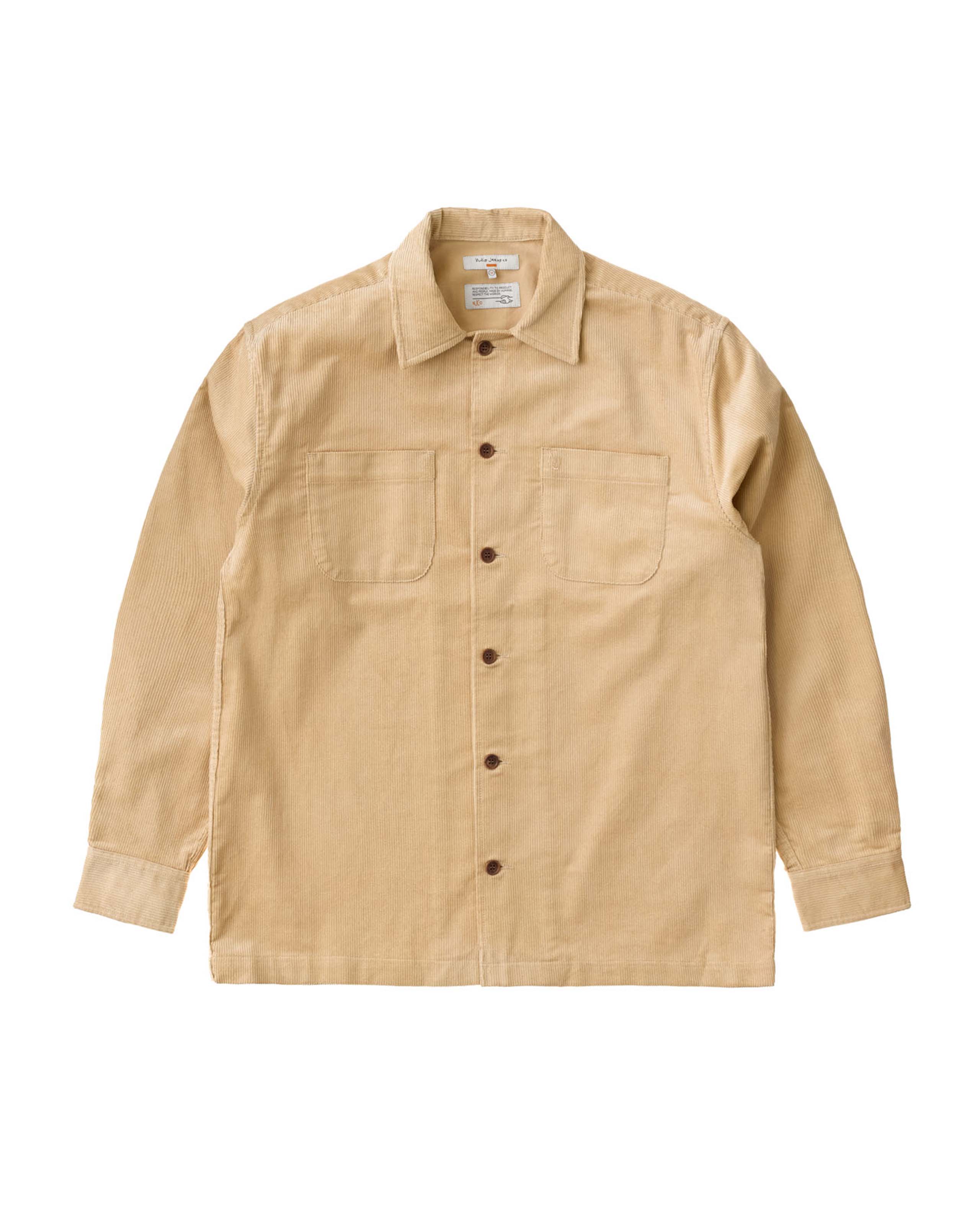 marché commun nudie jeans homme surchemise velours côtelé coton biologique beige sable vincent faded sun