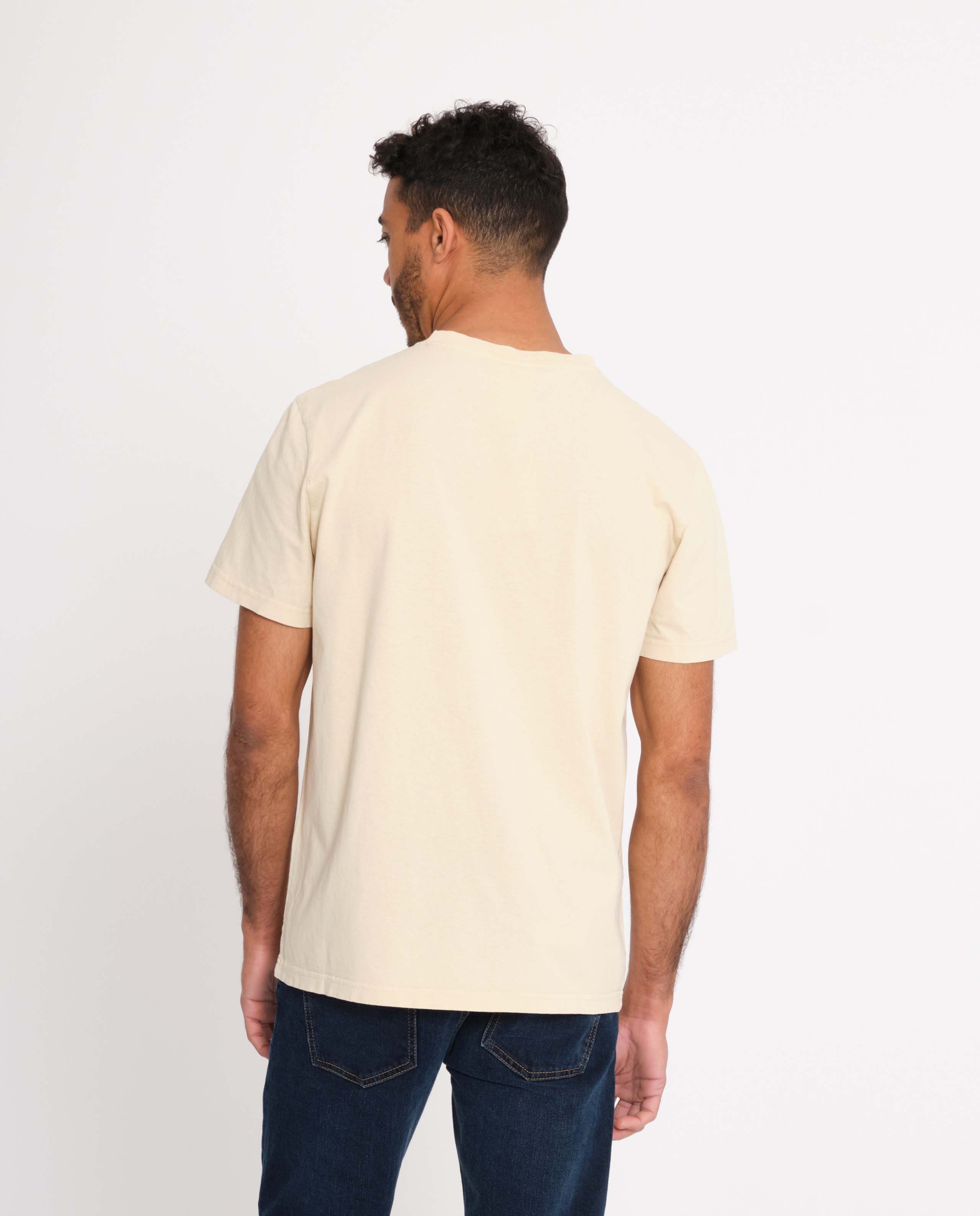 marché commun nudie jean homme t-shirt manches courtes coton biologique beige imprimé hidden tracks