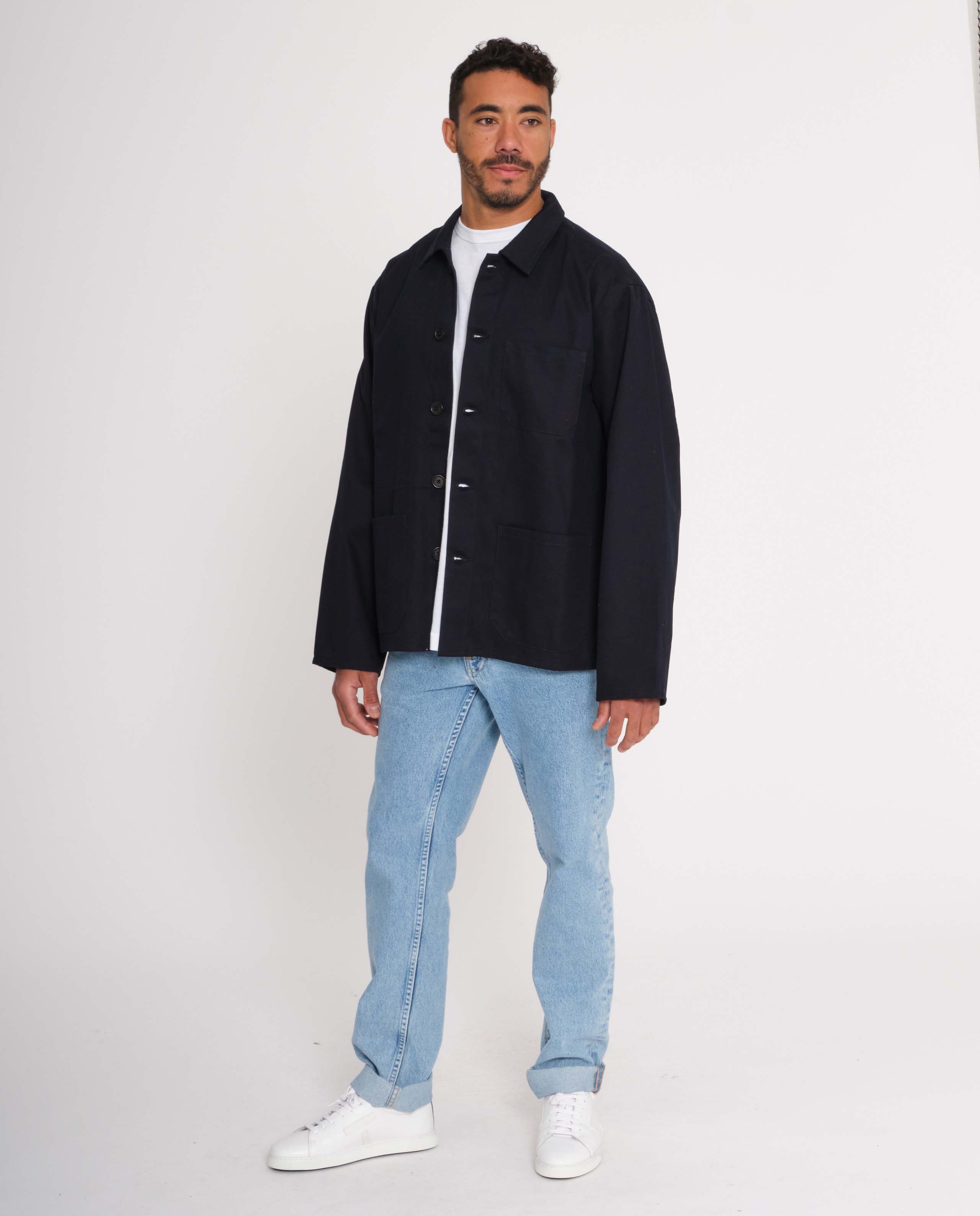 marché commun nudie jeans homme veste travail coton biologique bleu marine buddy classic chore jacket