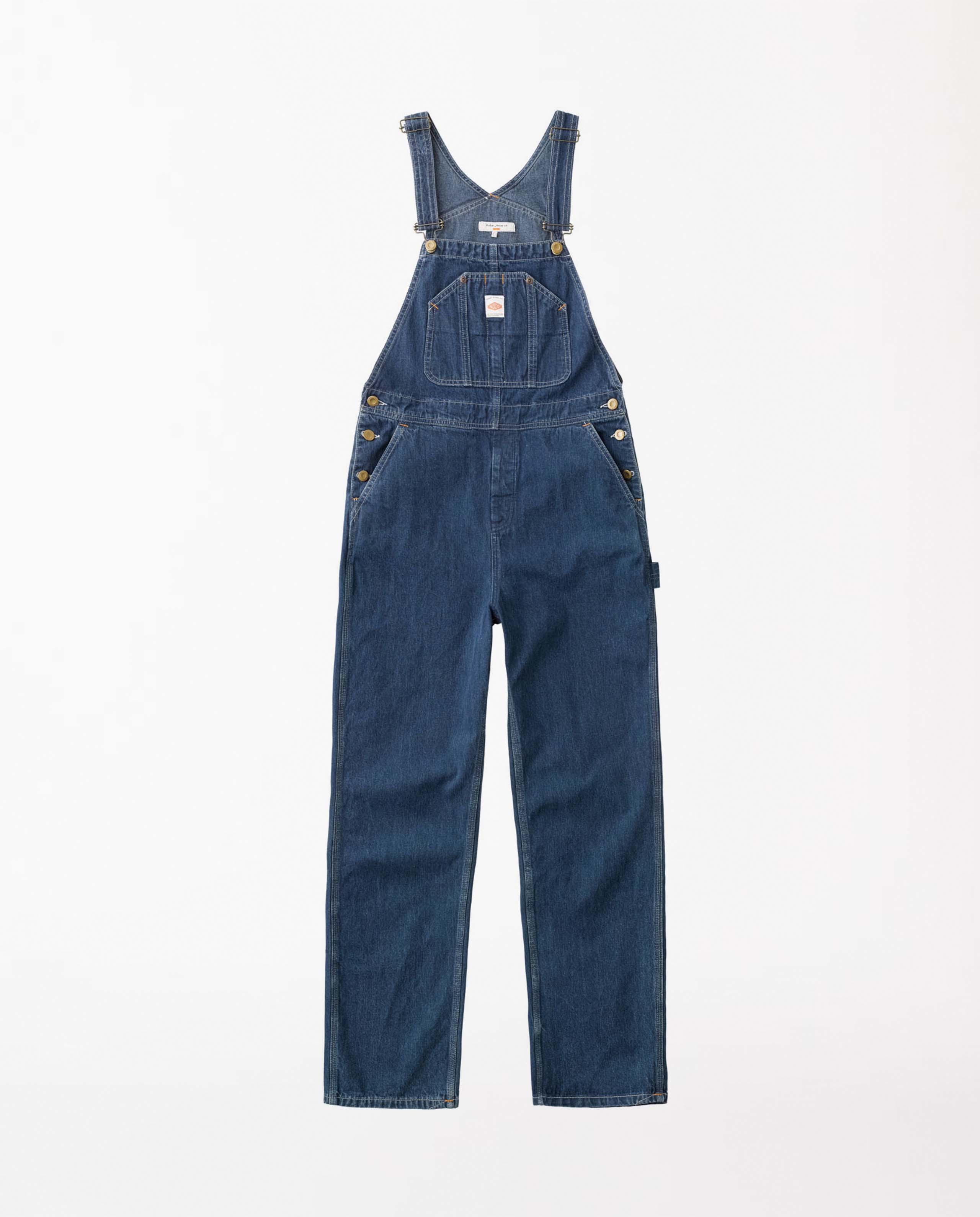marché commun nudie jeans femme salopette jean coton biologique recyclé astrid bleu foncé