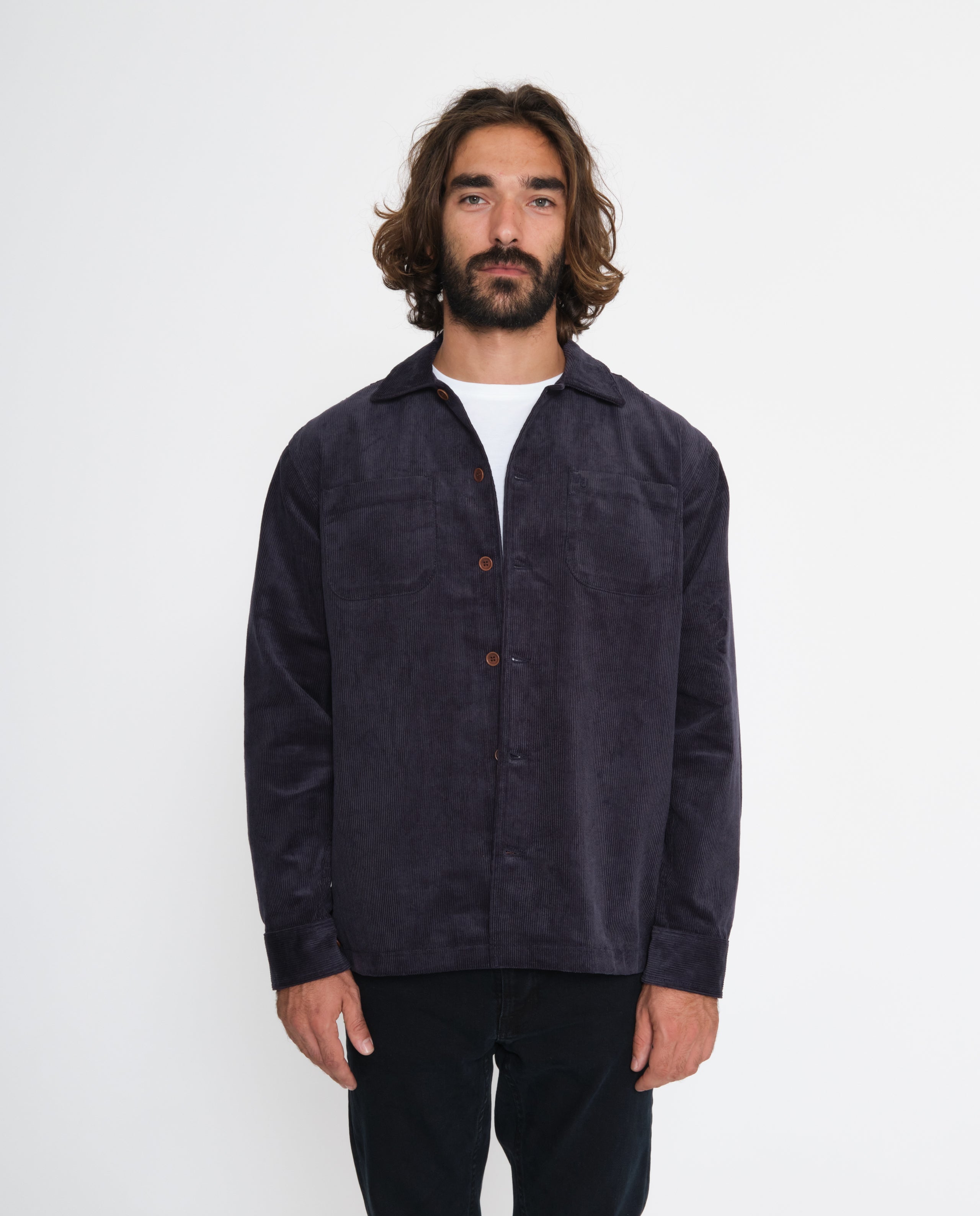 marché commun nudie jeans surchemise velours côtelé biologique bleu marine