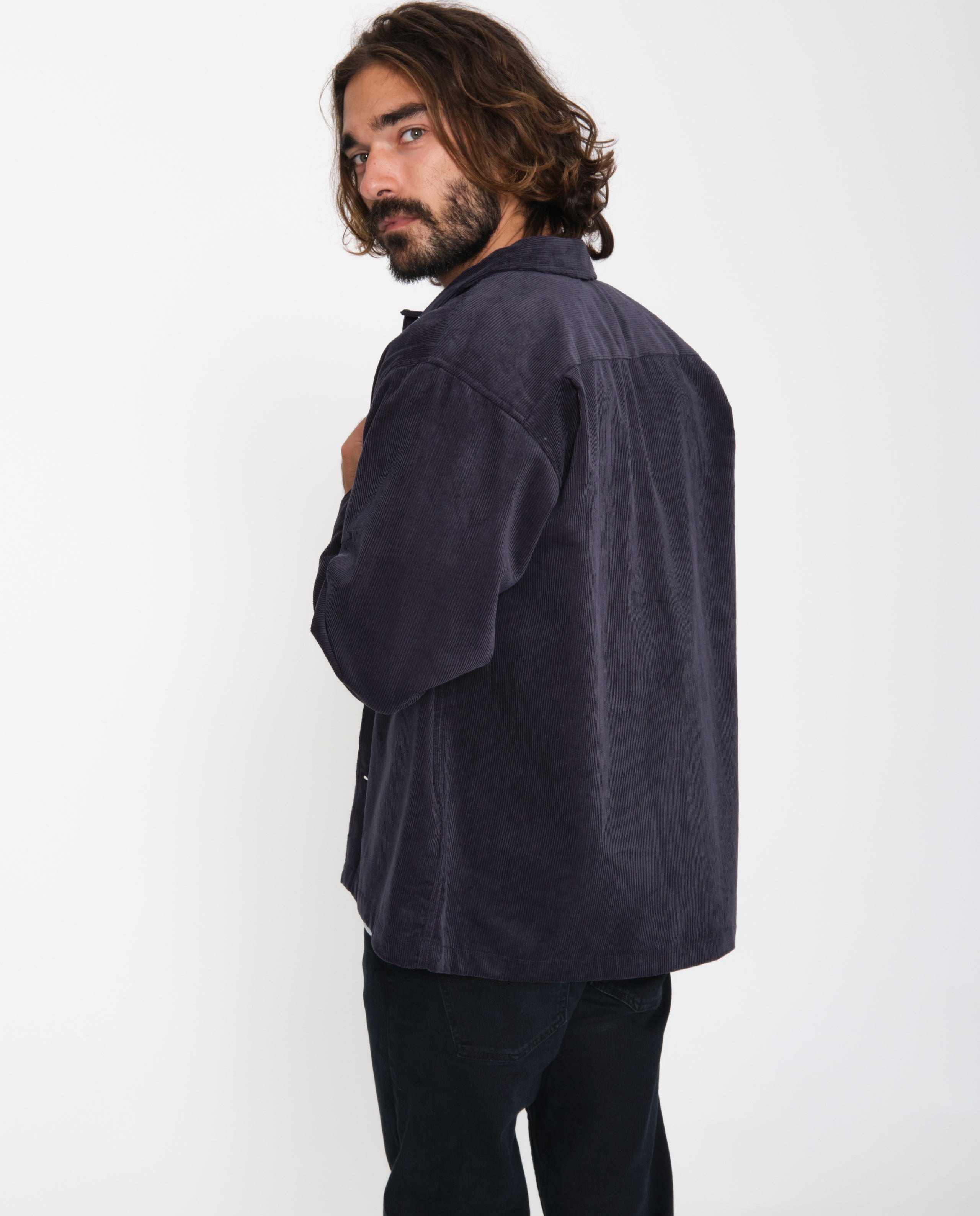 marché commun nudie jeans surchemise velours côtelé biologique bleu marine