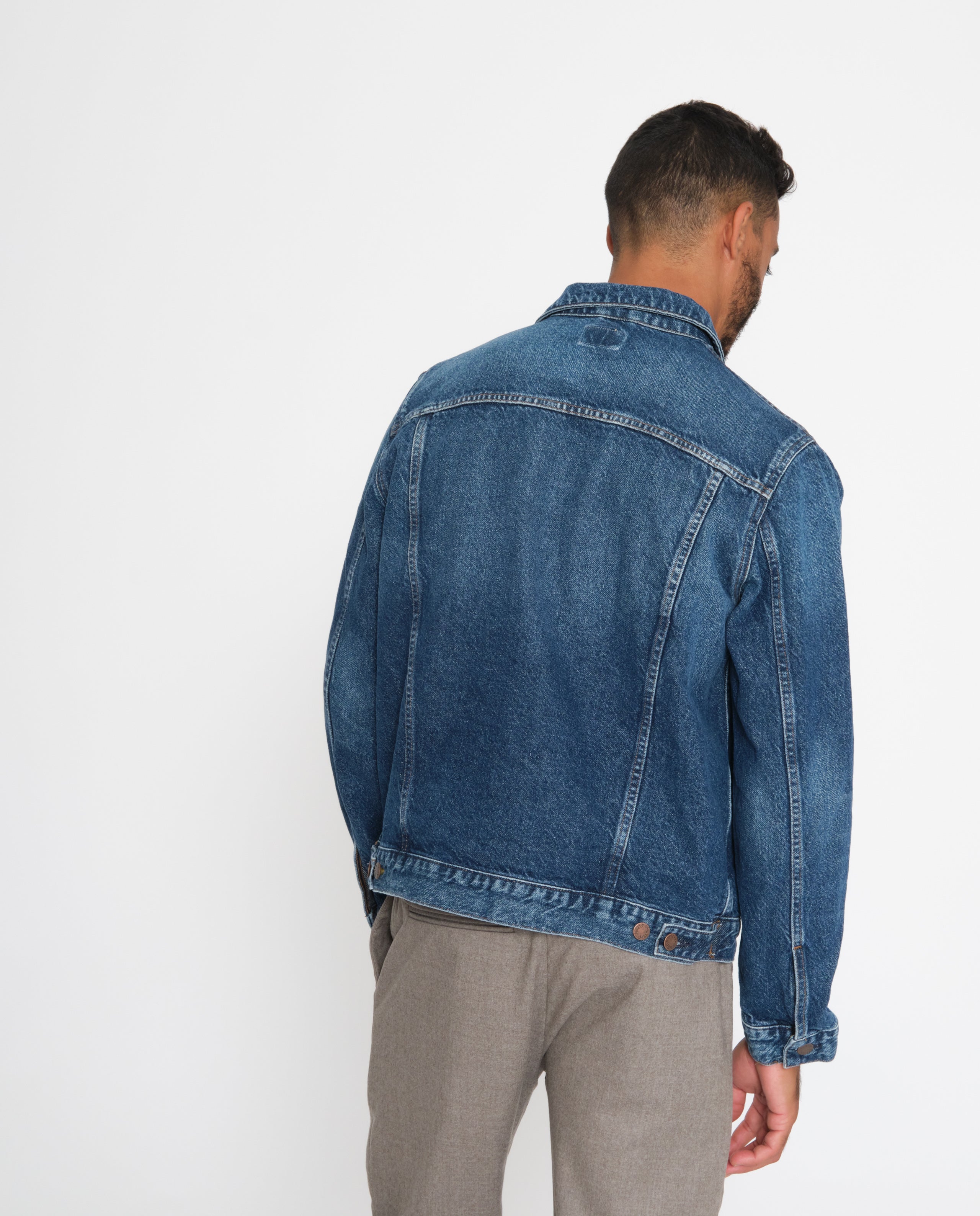 marché commun nudie jeans veste jean denim coton biologique bleue