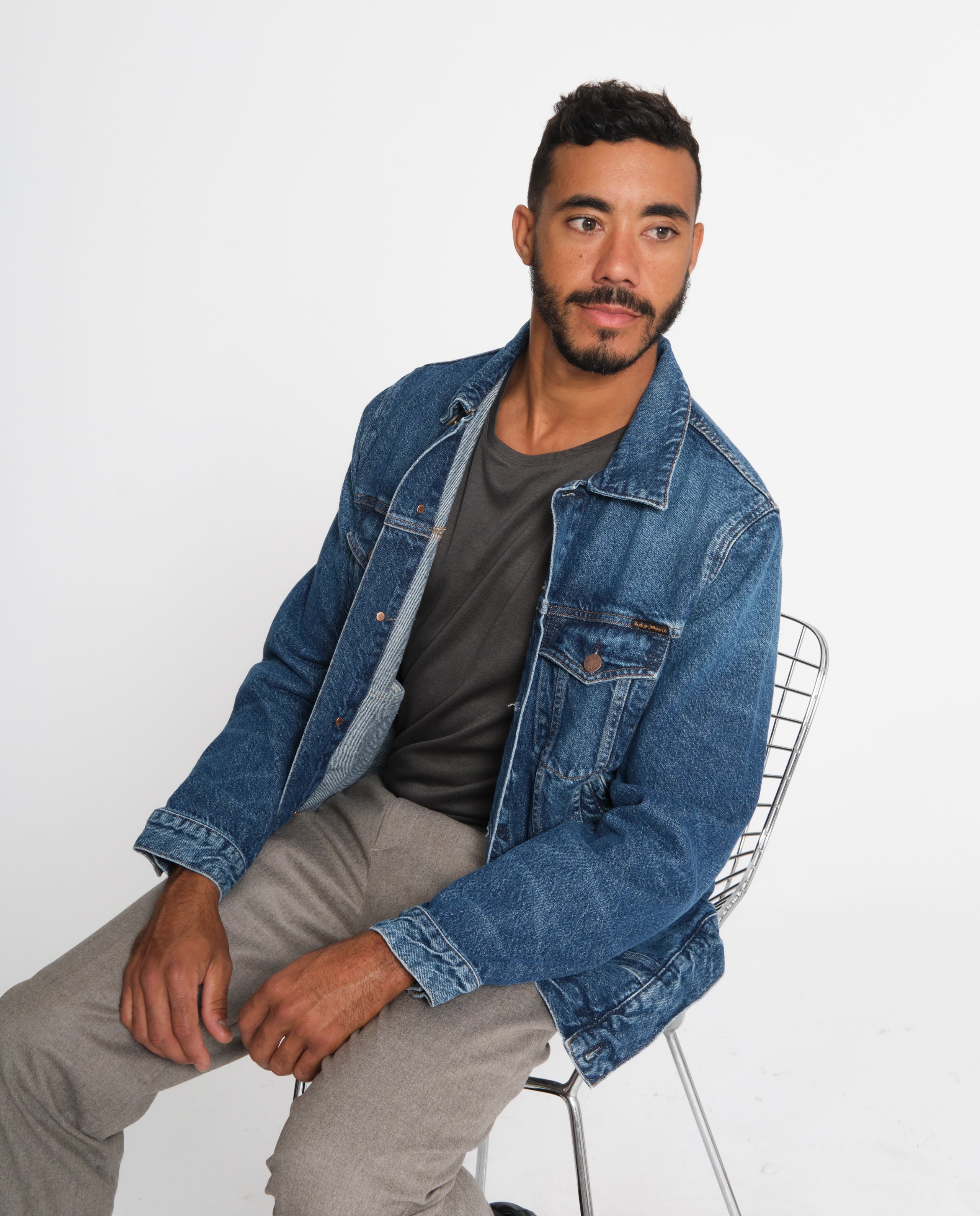 marché commun nudie jeans veste jean denim coton biologique bleue