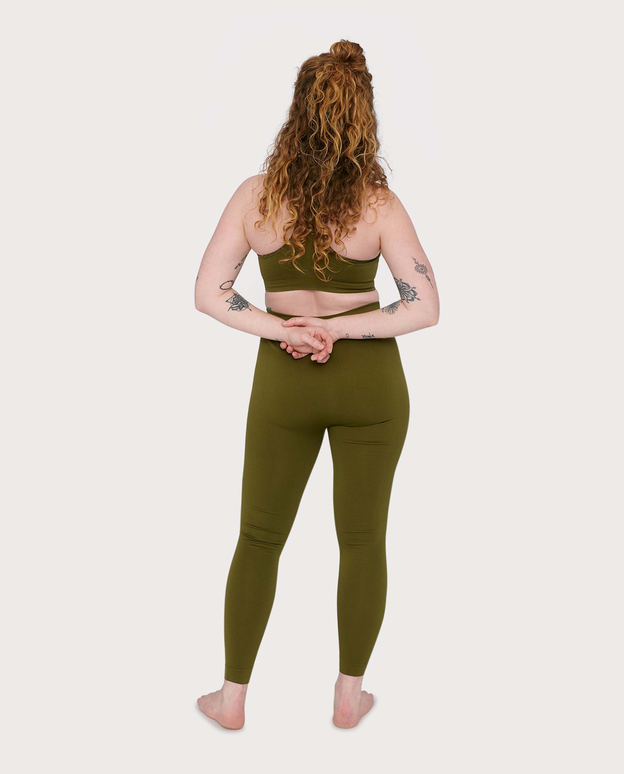 marché commun organic basics legging sport yoga femme recyclé vert olive