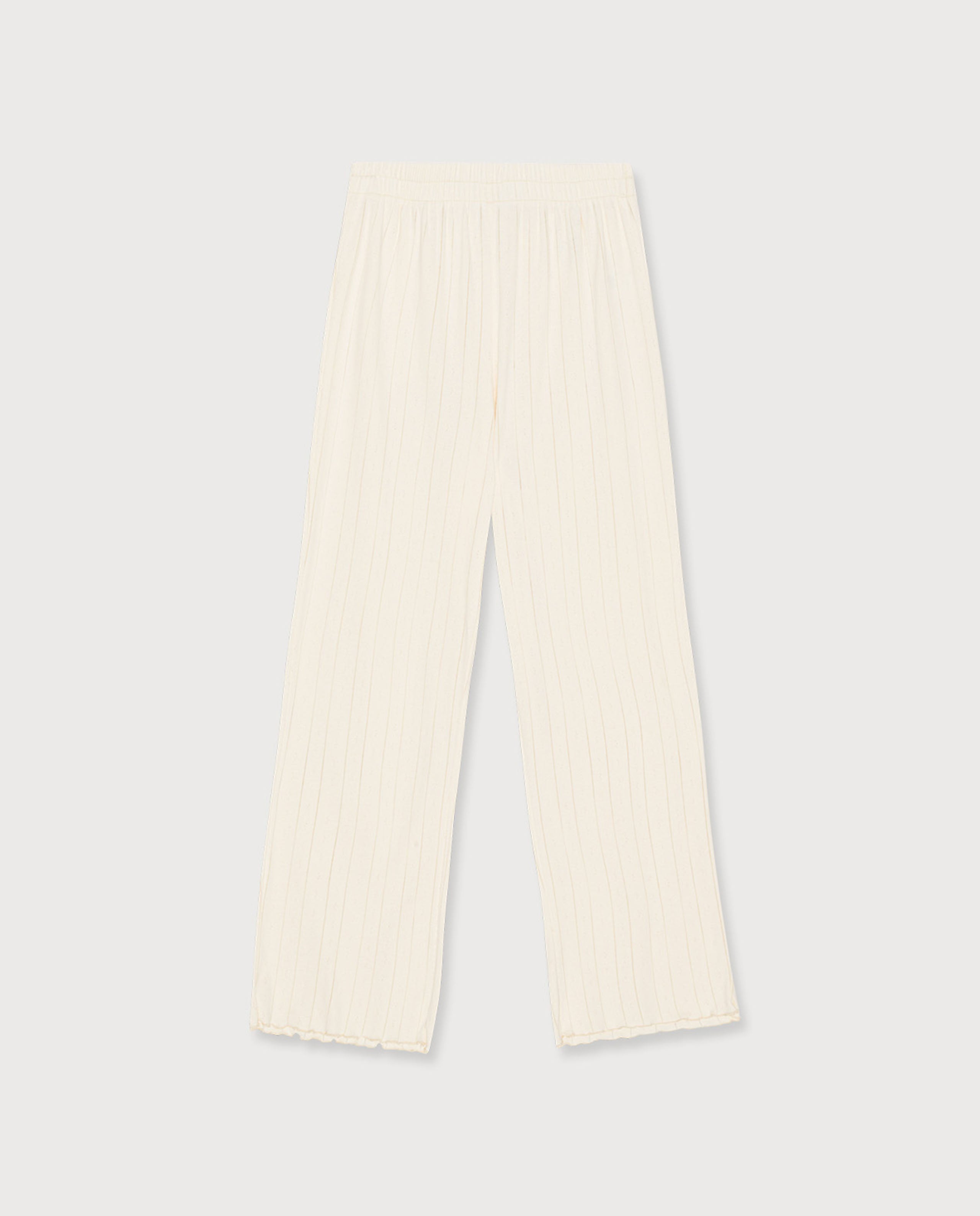 marché commun organic basics pantalon pointelle coton biologique homewear loungewear femme écru