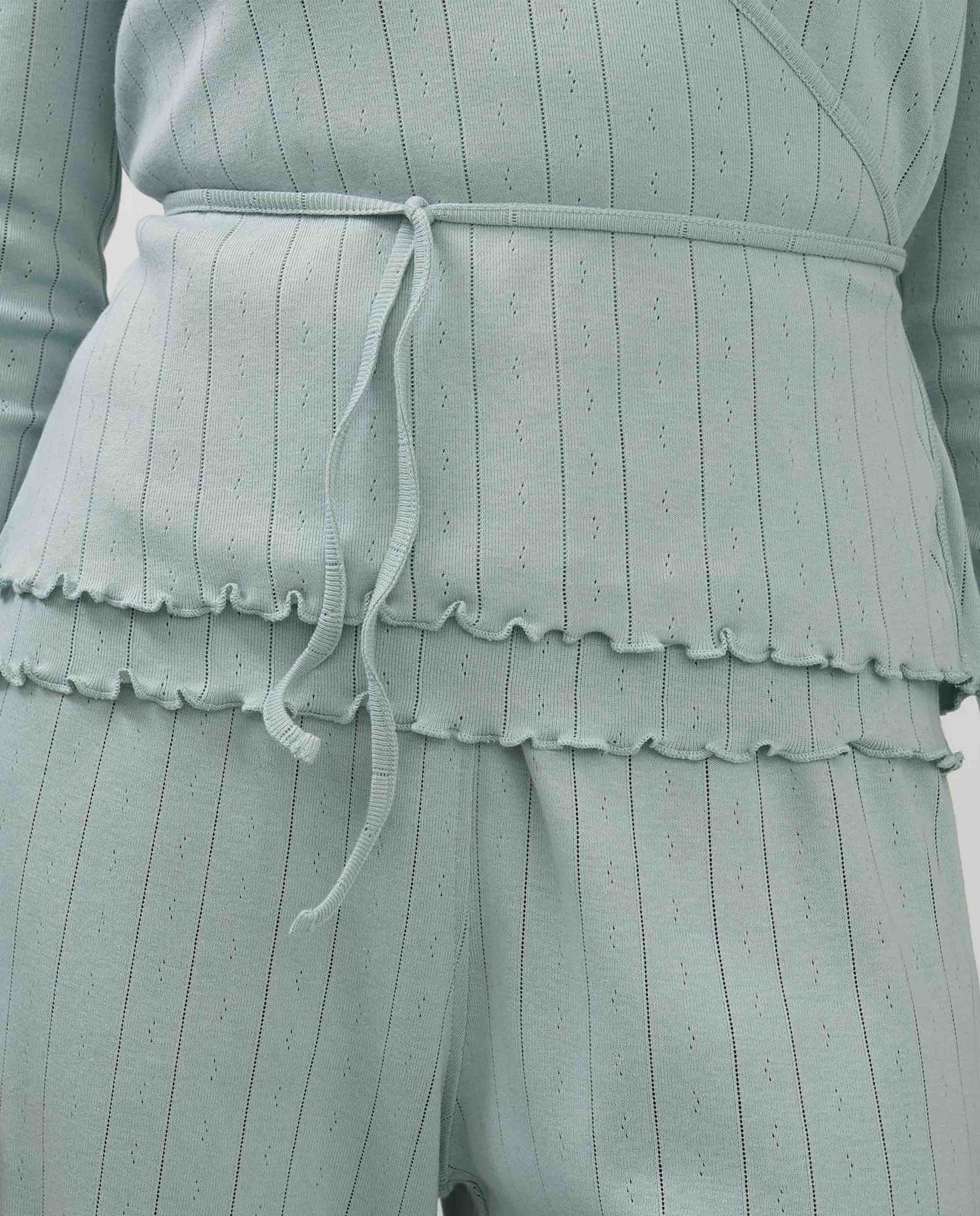 marché commun organic basics pantalon pointelle coton biologique homewear loungewear femme bleu ciel