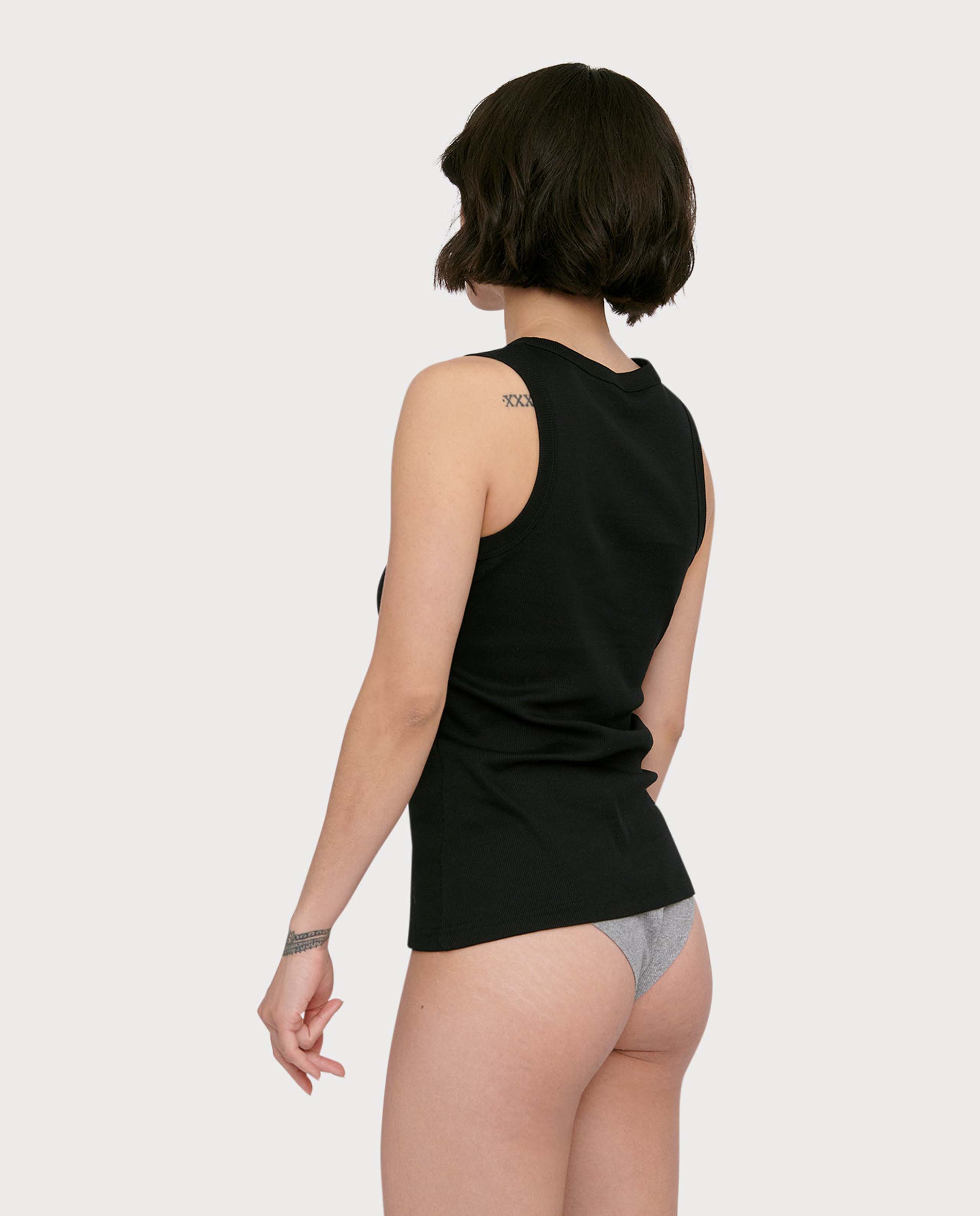 marché commun organic basics femme débardeur tank top coton biologique côtelé noir