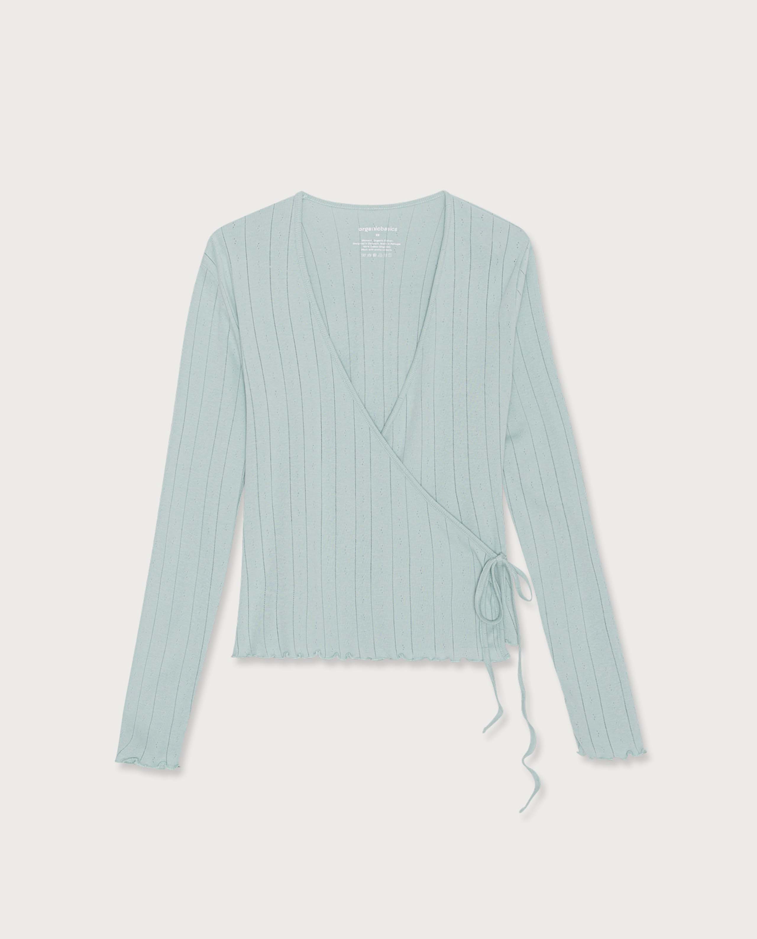 marché commun organic basics top pointelle cache-cœur coton biologique homewear loungewear femme vert menthe