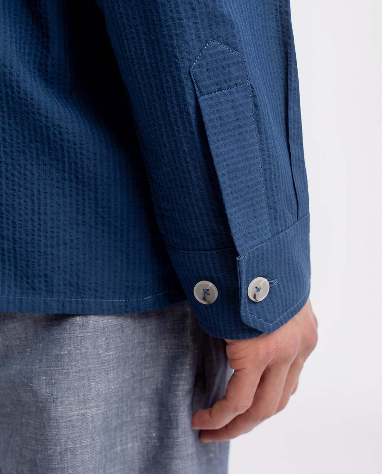 marché commun rotholz sur-chemise homme col officier fines rayures coton biologique fabriquée en europe bleu