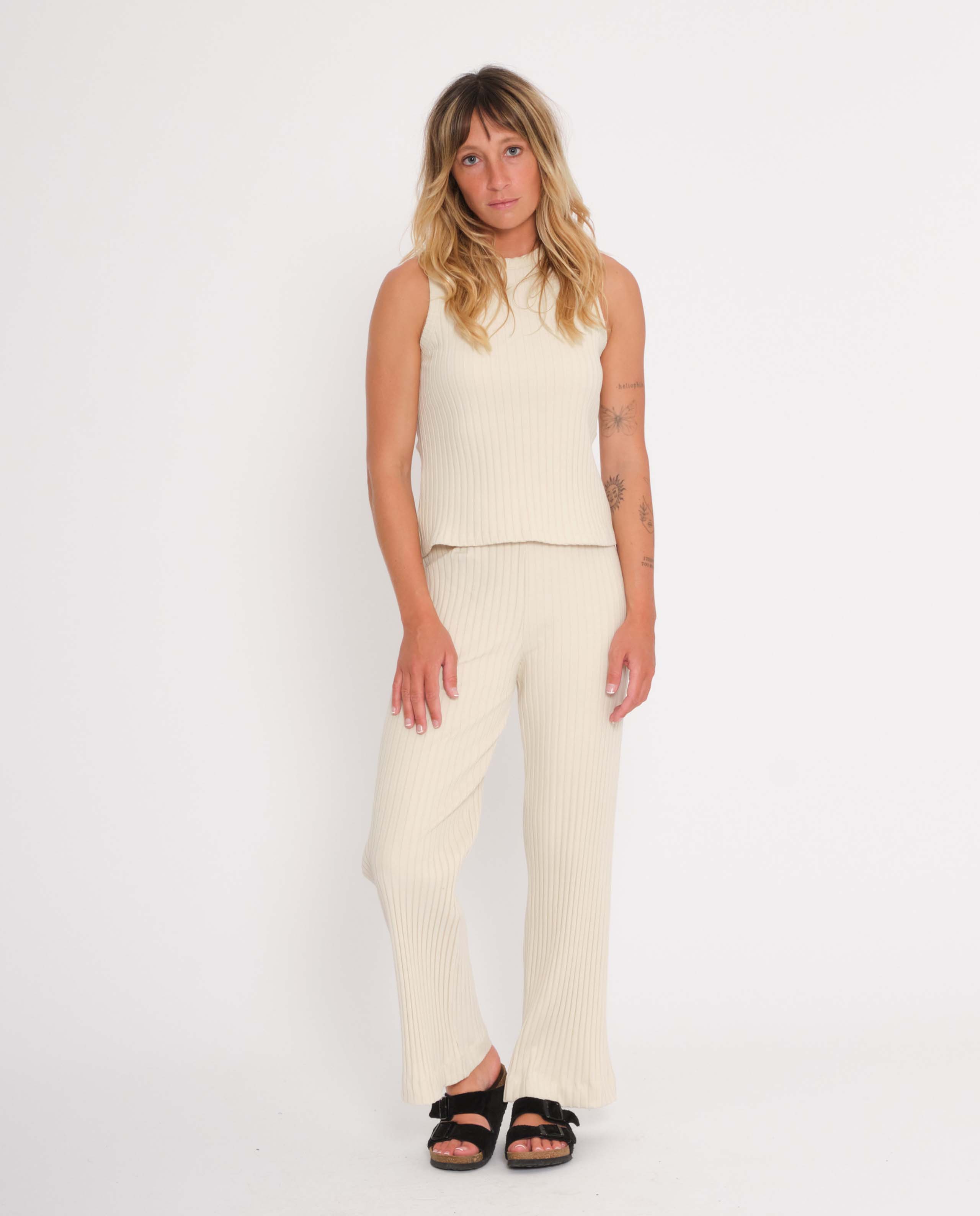 marché commun rotholz pantalon femme loungewear coton biologique côtelé noir