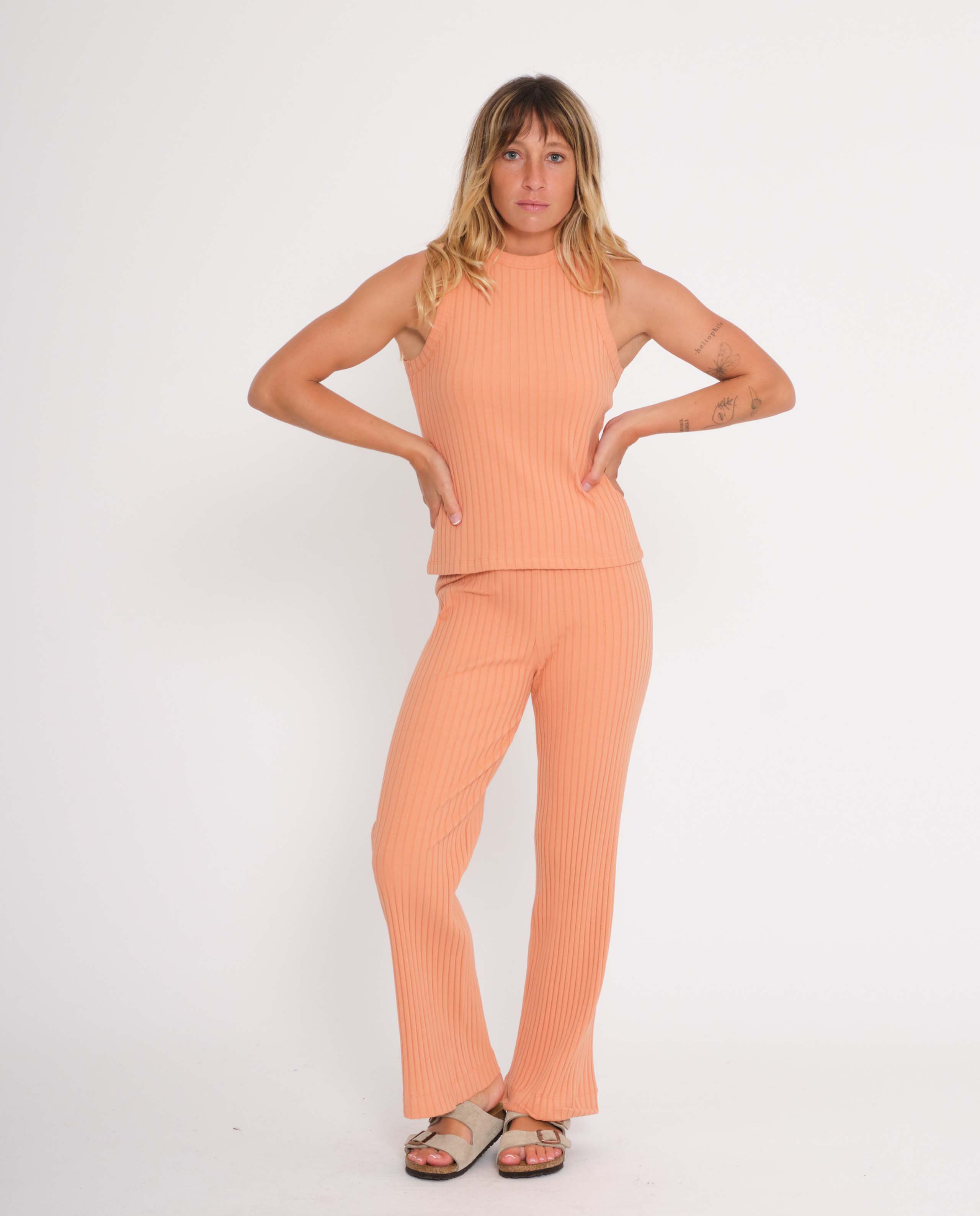 marché commun rotholz femme tank top débardeur coton biologique côtelé éthique melon