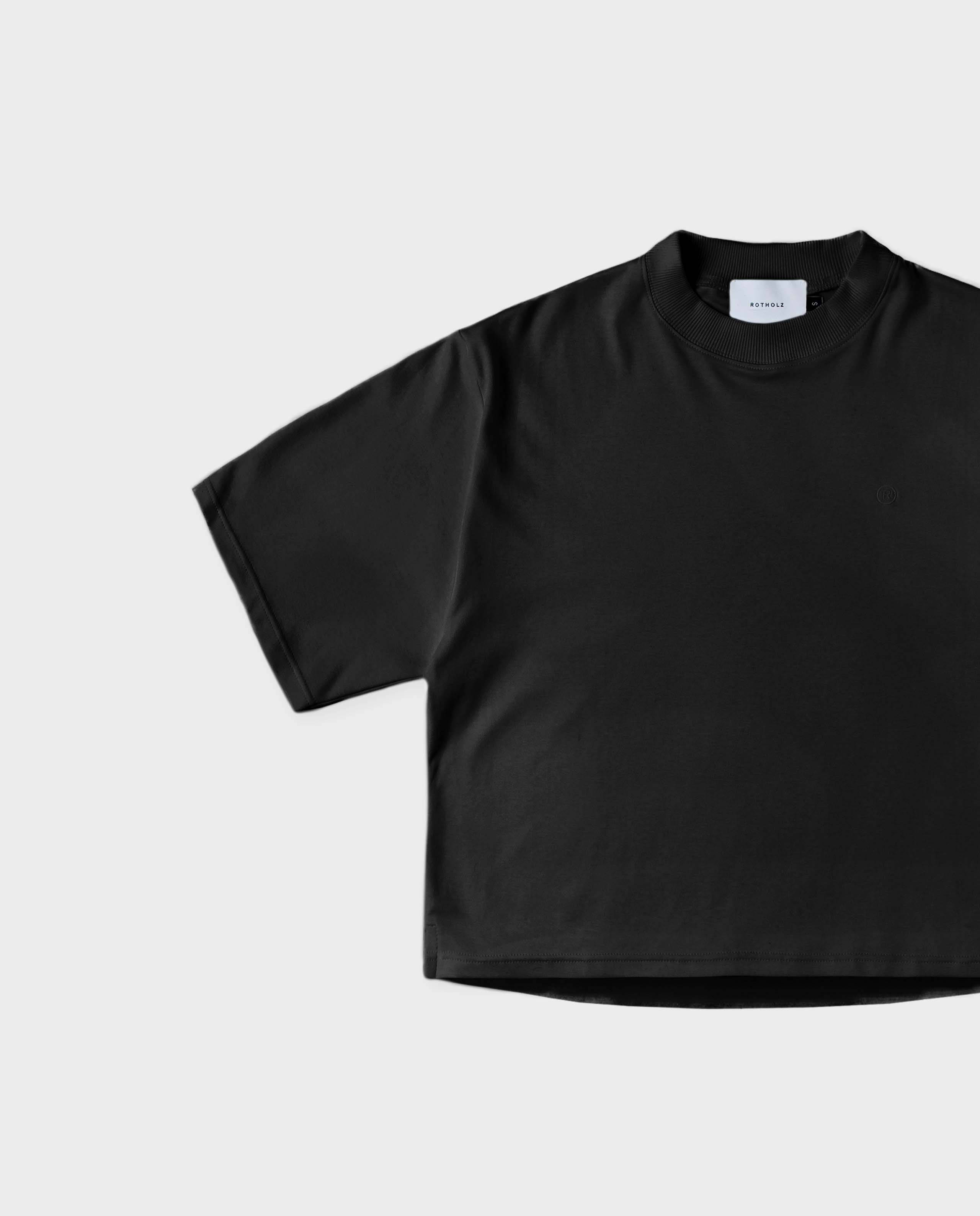 marché commun rotholz femme t-shirt coton biologique court noir