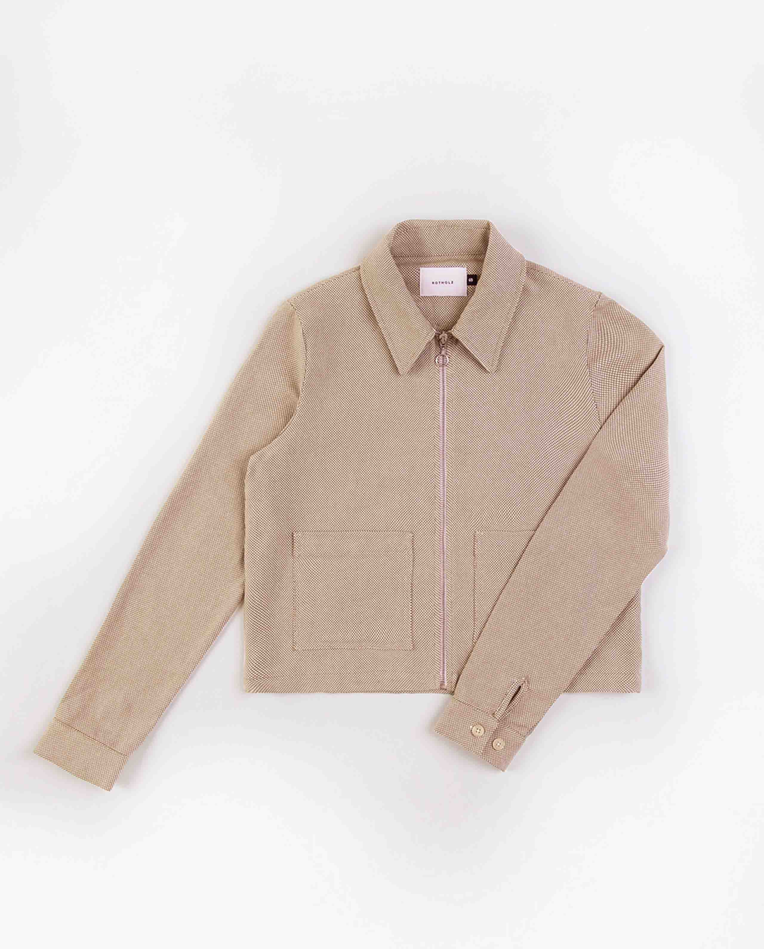 marché commun rotholz femme veste courte zippée coton biologique sable