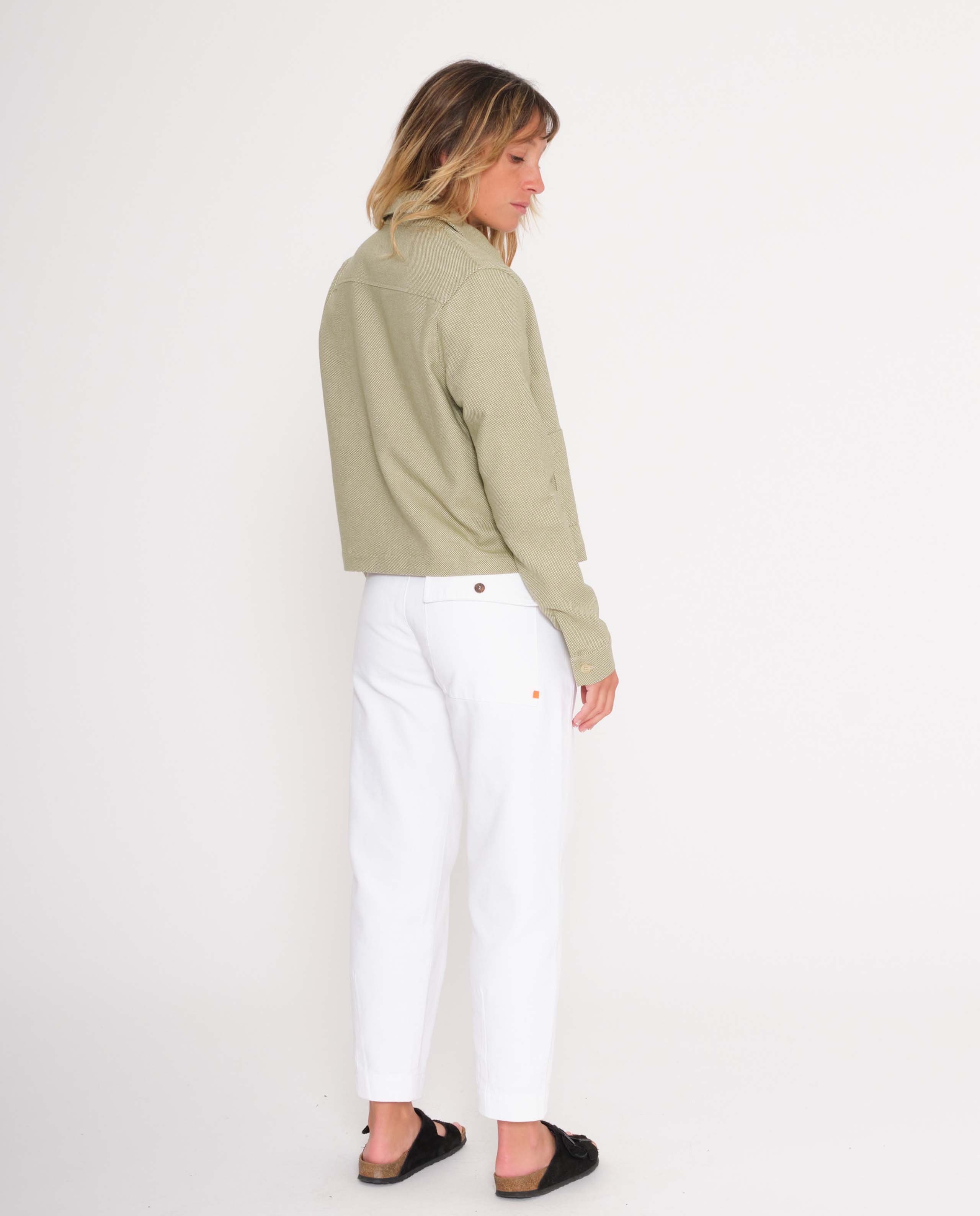 marché commun rotholz femme veste courte zippée coton biologique vert