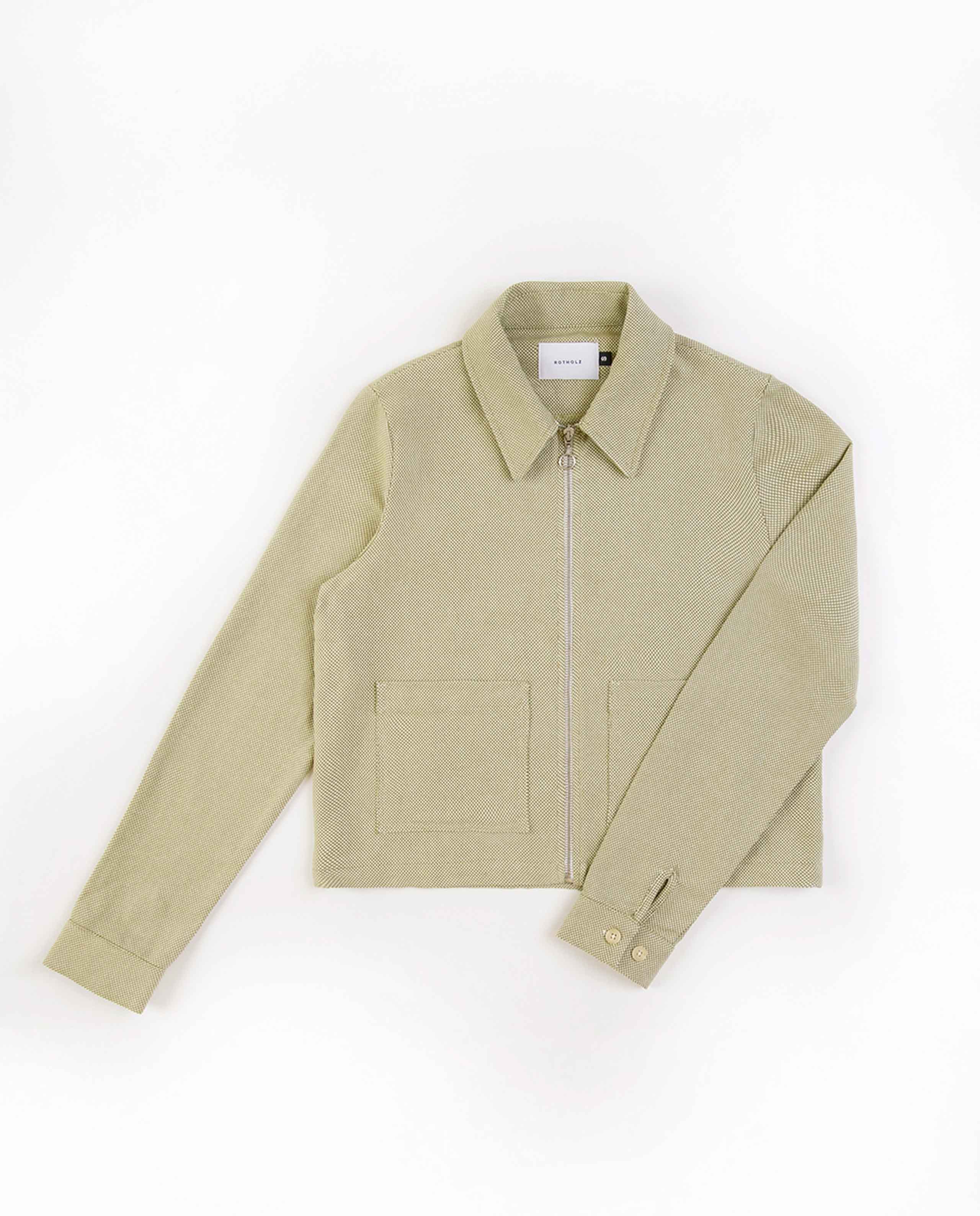 marché commun rotholz femme veste courte zippée coton biologique vert