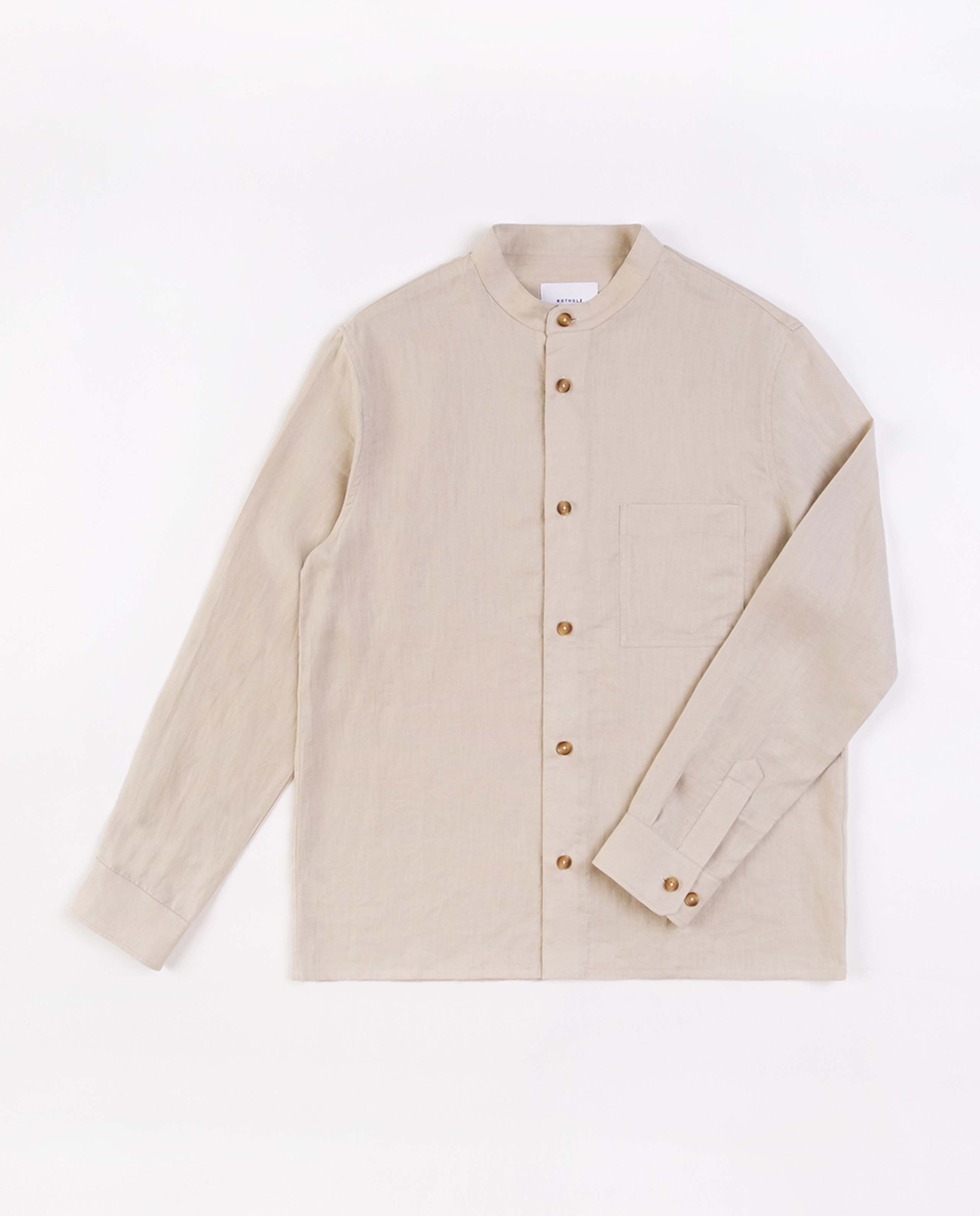 marché commun rotholz homme chemise col mao lin naturel