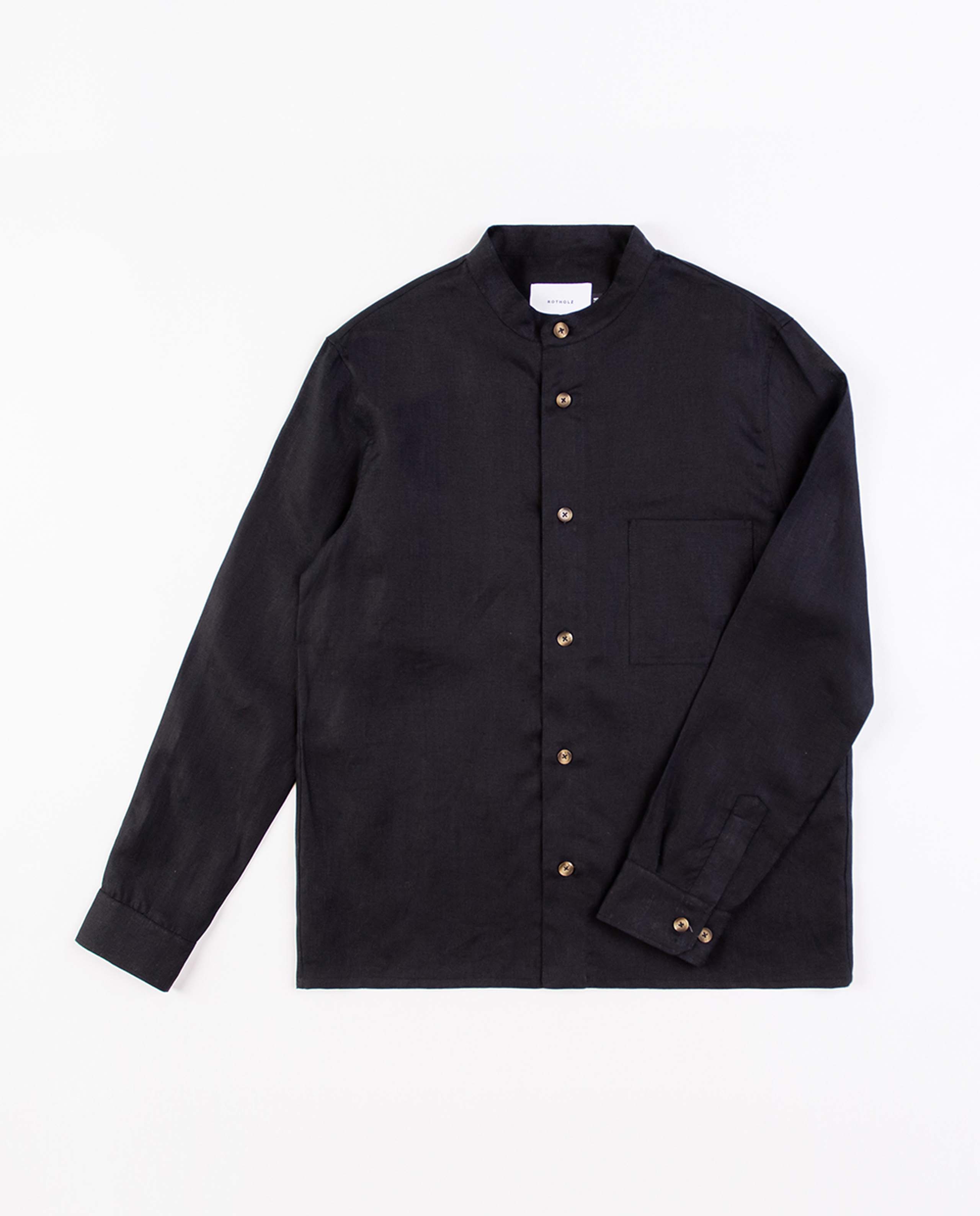 marché commun rotholz homme chemise col mao lin noir