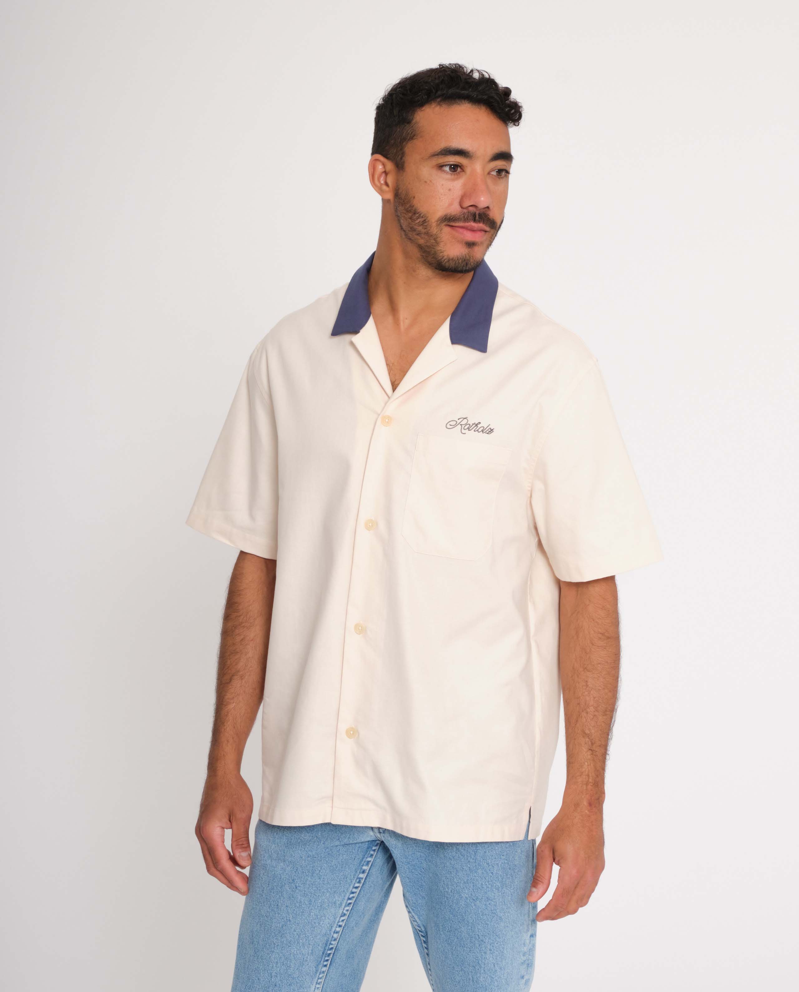 marché commun rotholz homme chemise manches courtes bowling coton biologique écru