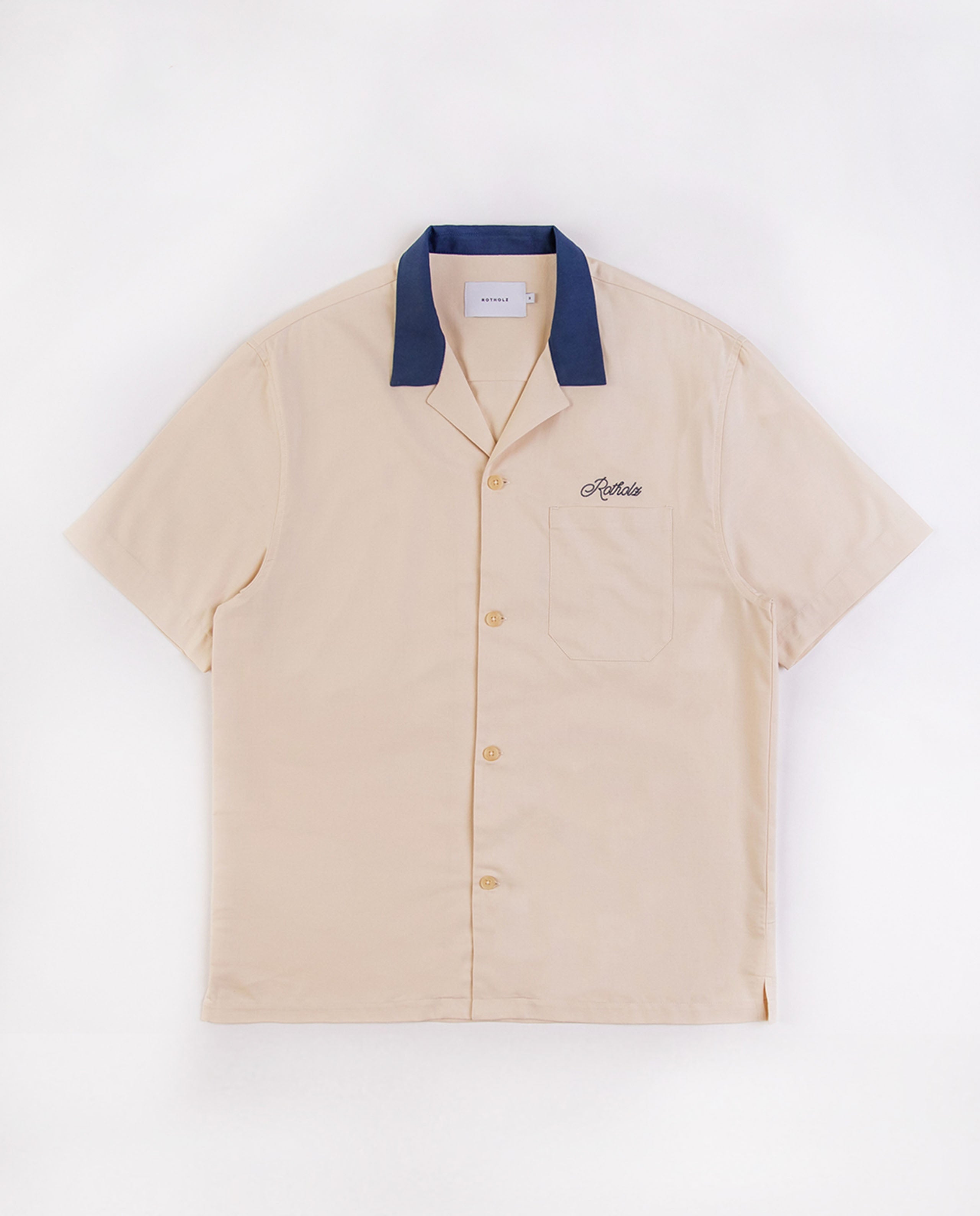 marché commun rotholz homme chemise manches courtes bowling coton biologique écru