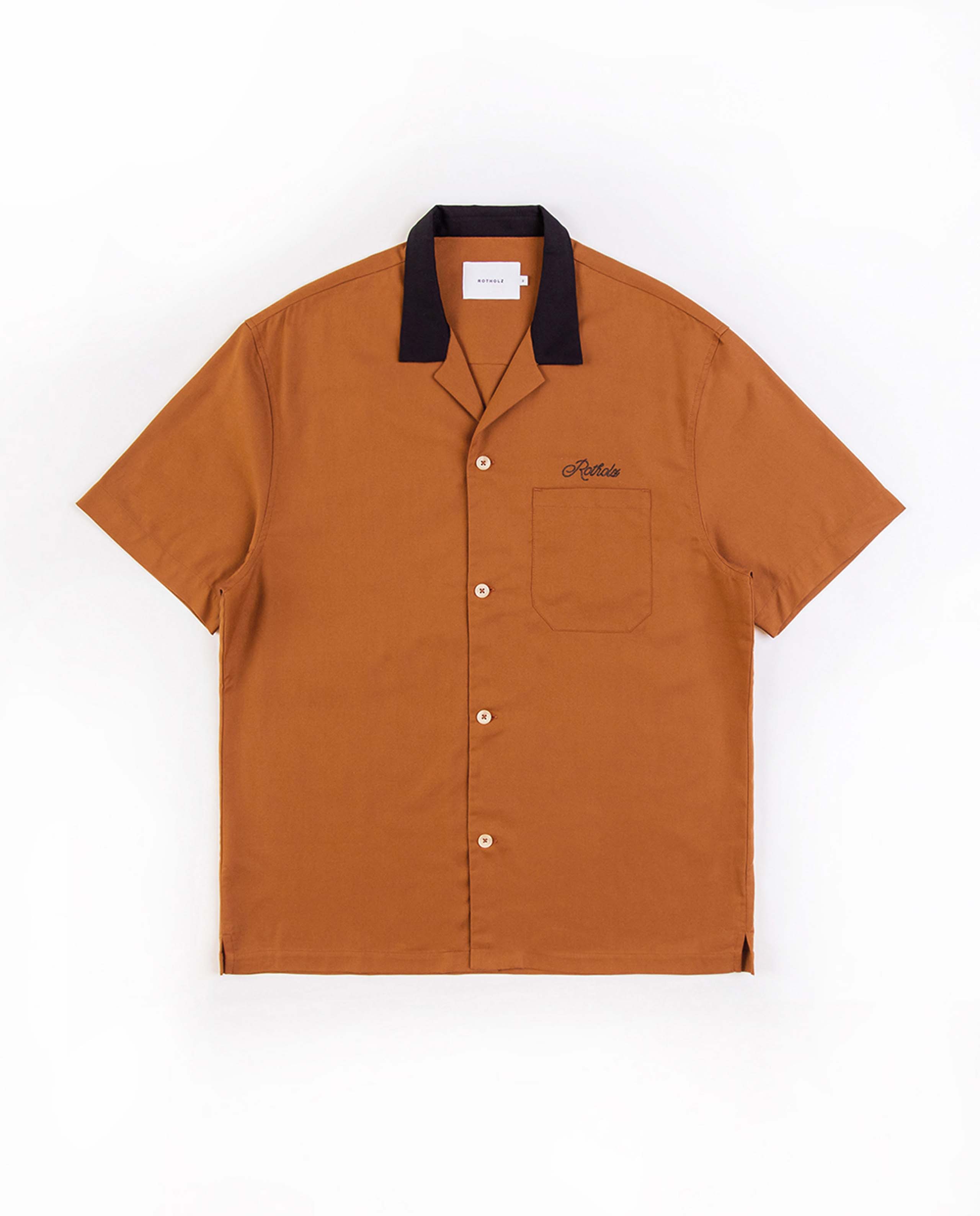 marché commun rotholz homme chemise manches courtes bowling coton biologique terradotta