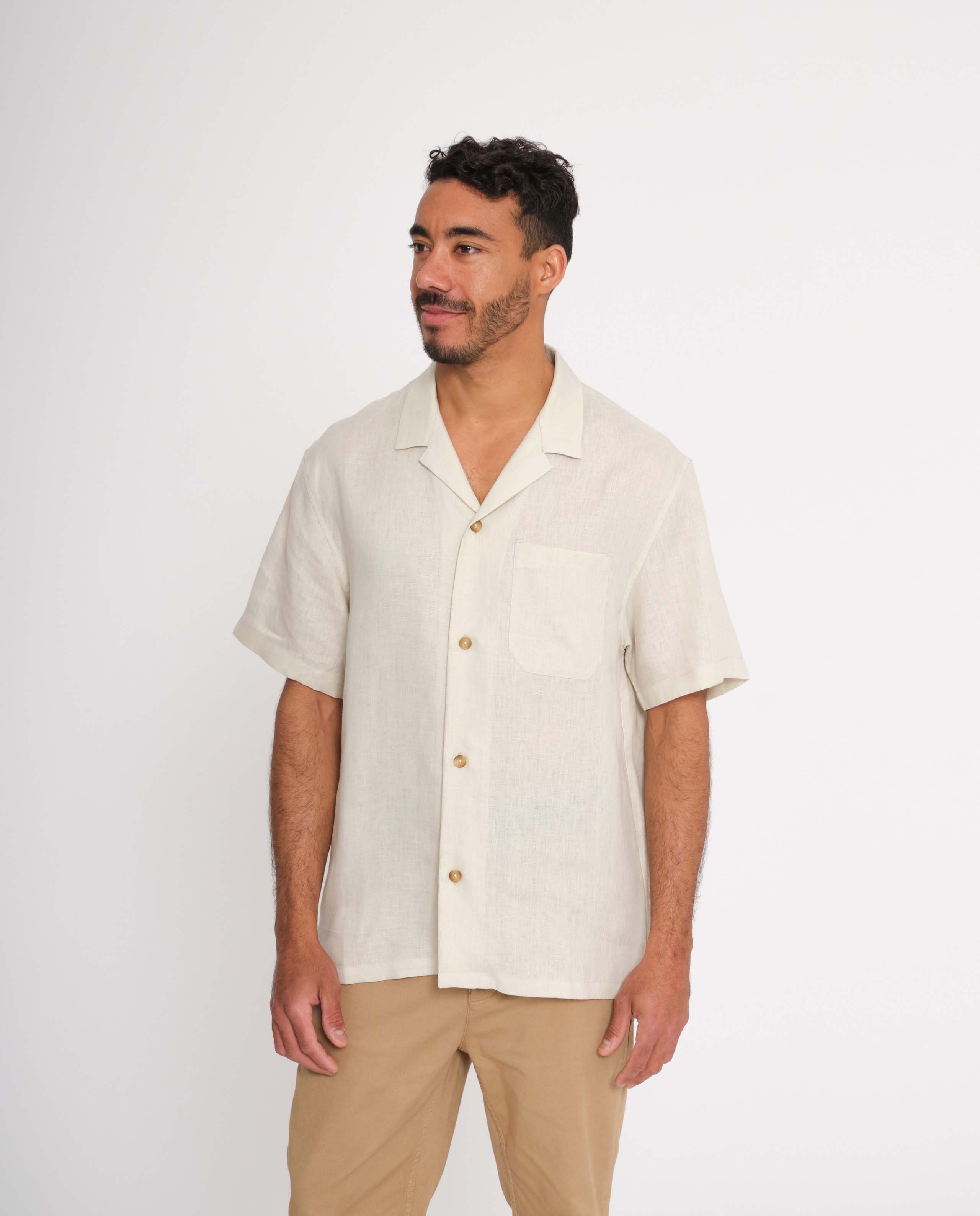 marché commun rotholz homme chemise manches courtes lin naturel